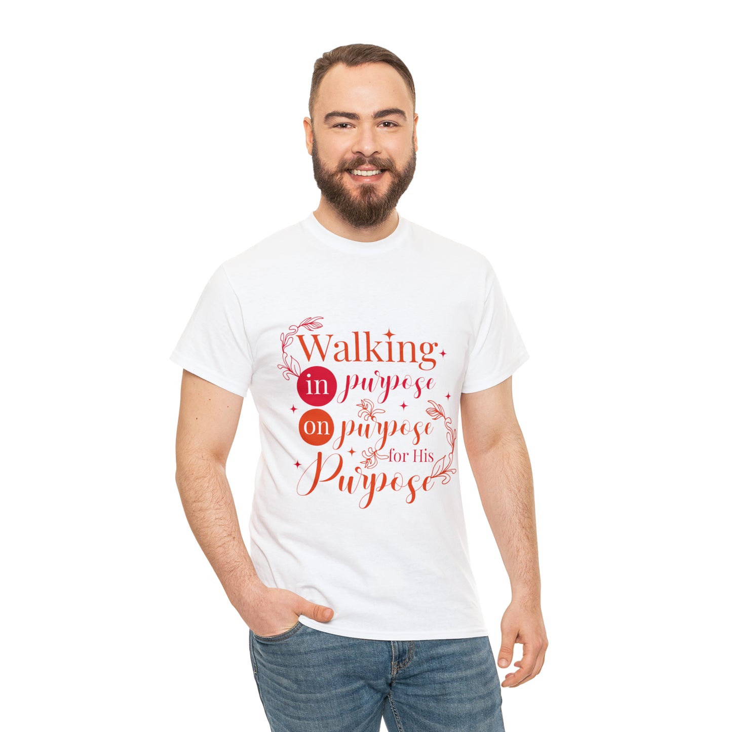 Walking In Purpose On Purpose For His Purpose Unisex Heavy Cotton Tee