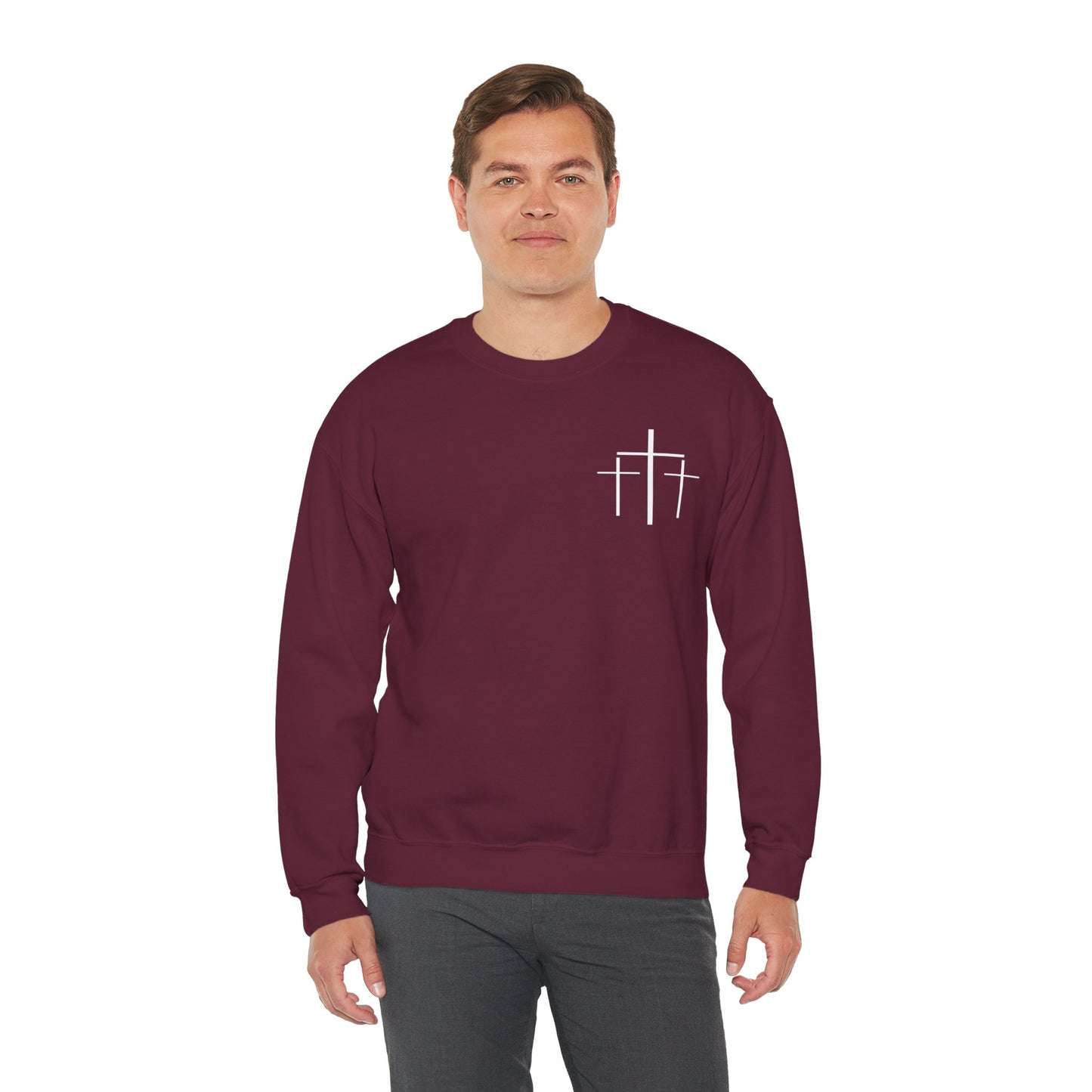 Faith Over Fear 3 Crosses  Unisex Heavy Blend™ Crewneck Christian Sweatshirt