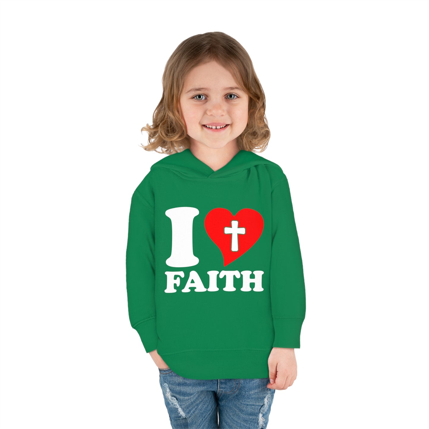 I Love Faith Christian Toddler Pullover Fleece Hooded Sweatshirt