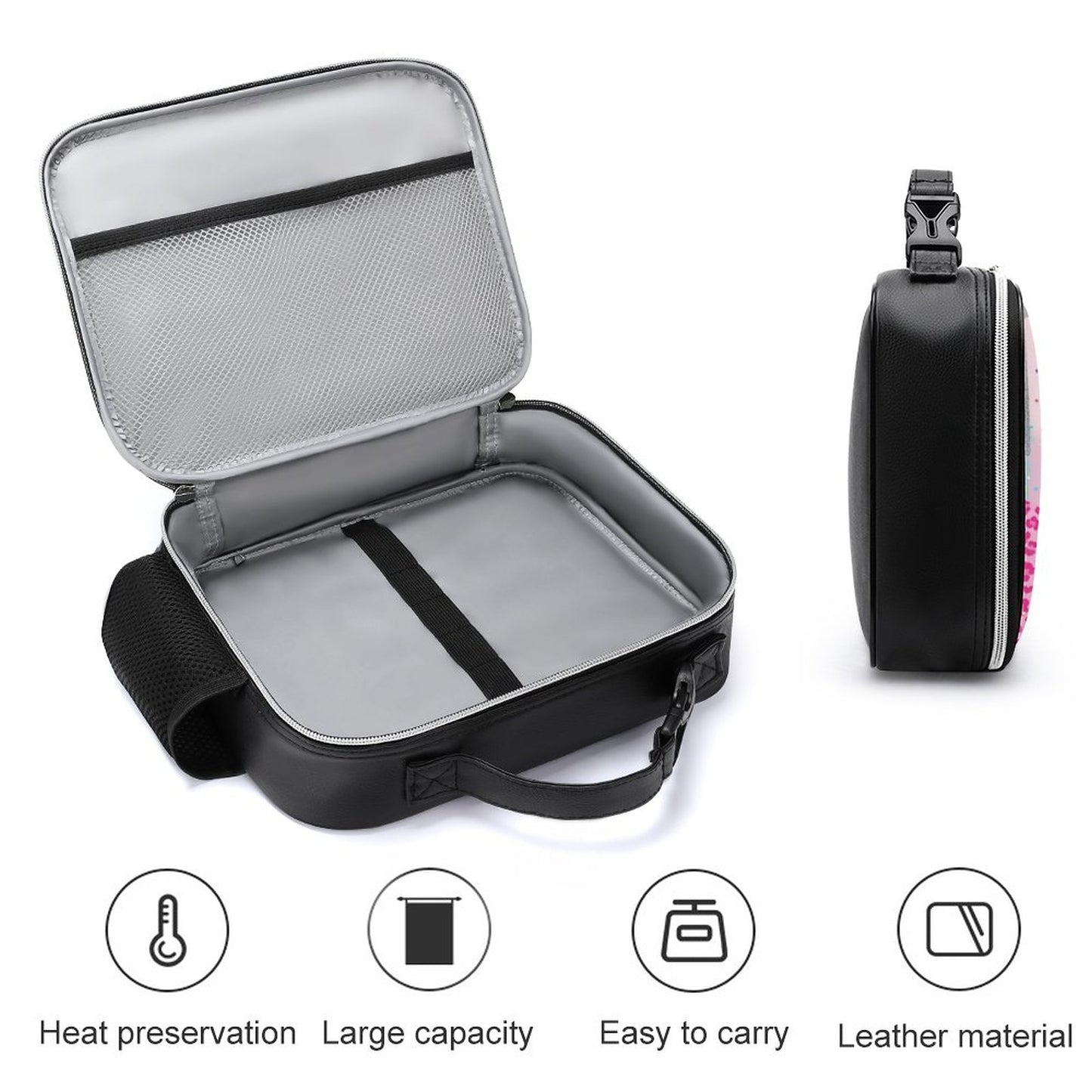 Jesus Loves You Christian PU Leak-proof Lunch Bag with Detachable Buckled Handle