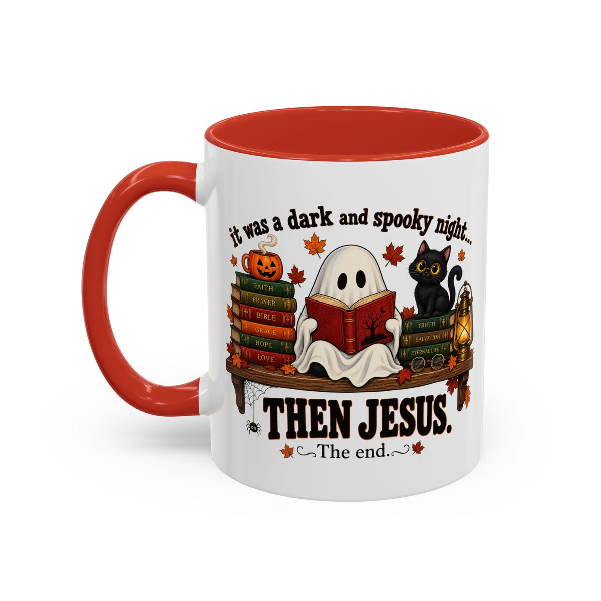 Halloween Christian Coffee Mug — “It Was a Dark and Spooky Night… Then Jesus” Accent Mug
