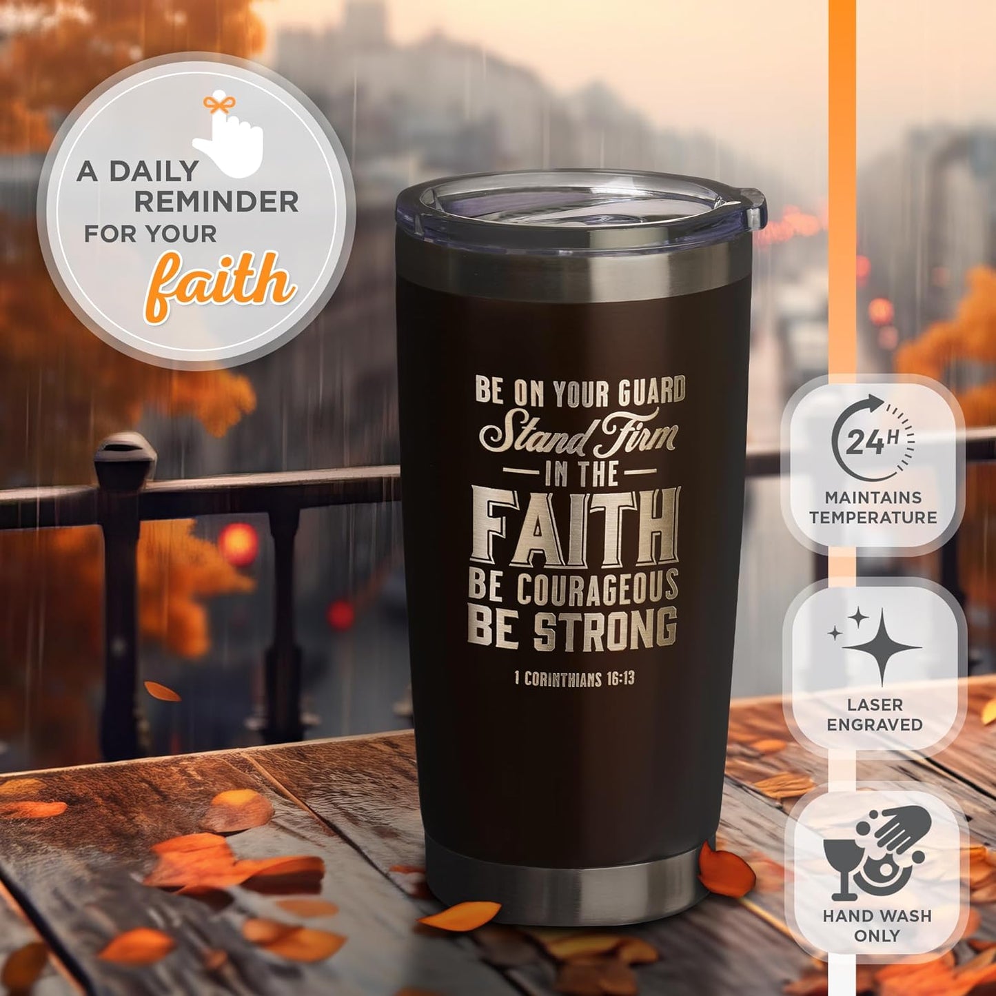 Stand Firm In the Faith Christian Stainless Steel Double Wall Vacuum Insulated Tumbler 18 oz claimedbygoddesigns