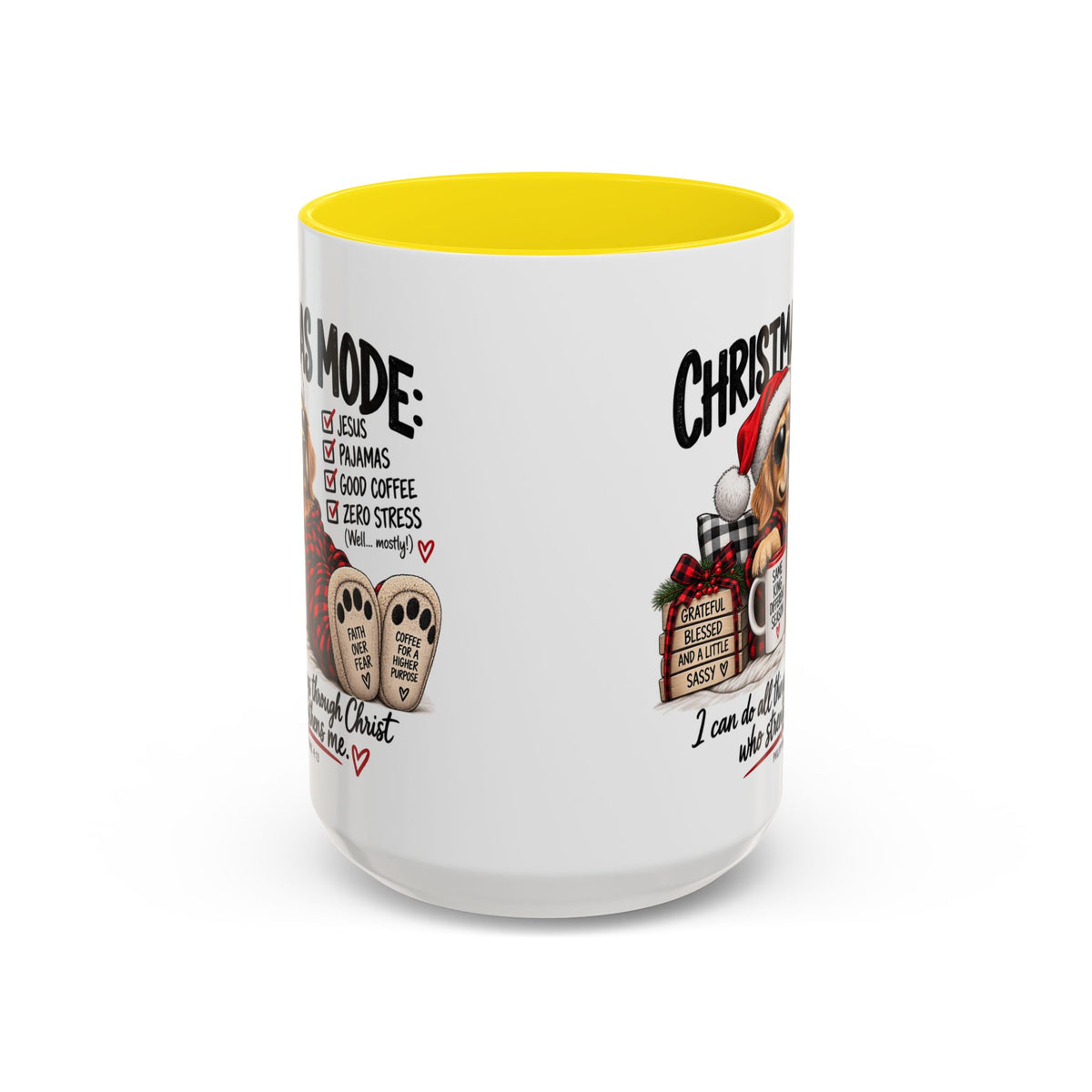Christmas Mode: Jesus, Pajamas, Good Coffee Dog Coffee Mug