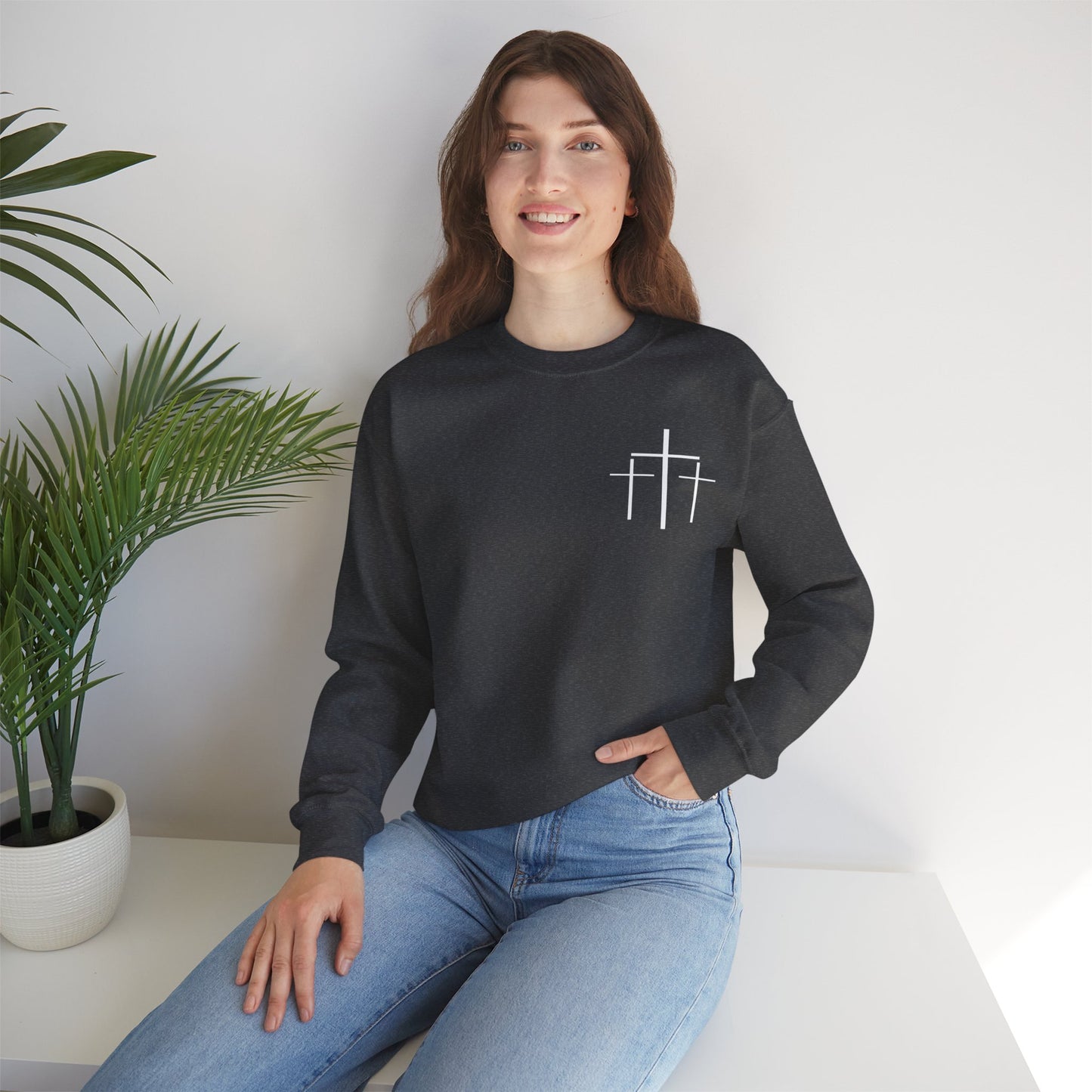 Faith Over Fear 3 Crosses  Unisex Heavy Blend™ Crewneck Christian Sweatshirt