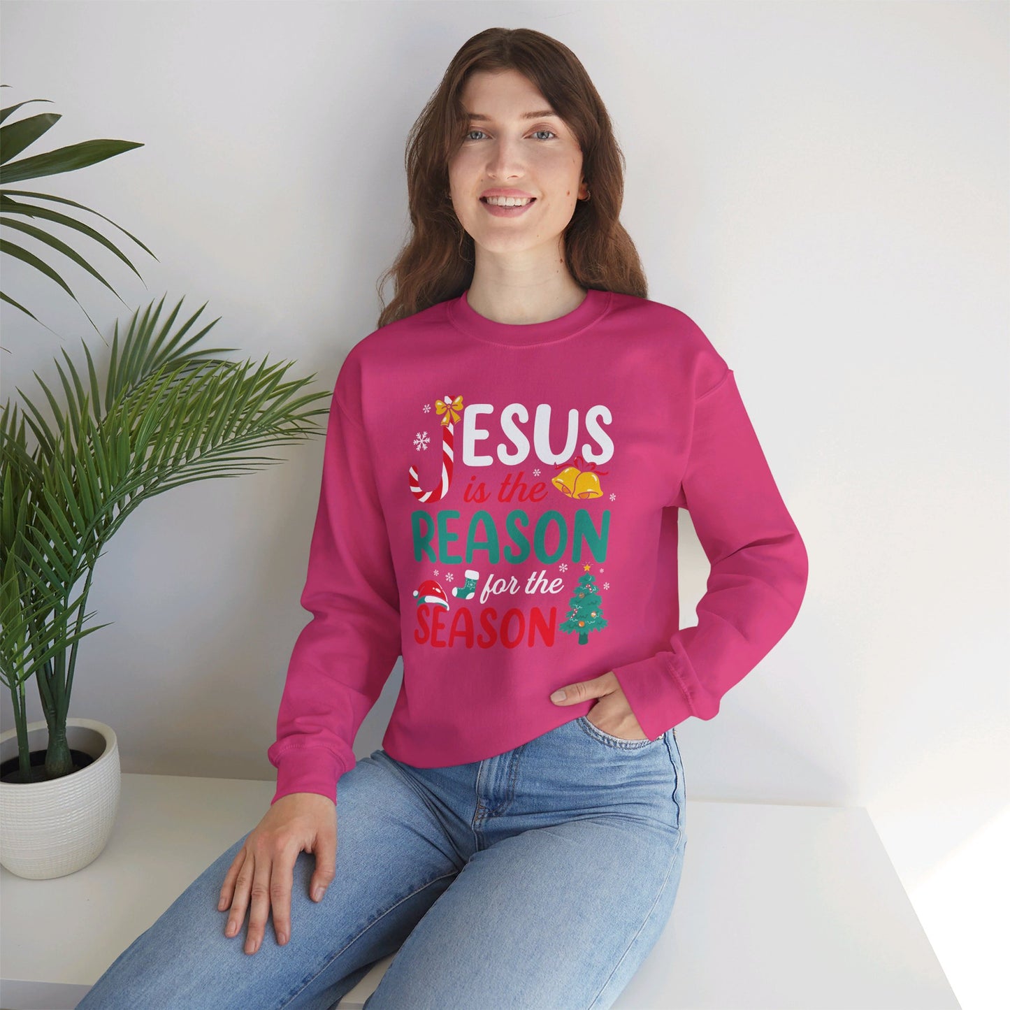 Jesus Is The Reason For The Season Christmas Unisex Heavy Blend™ Crewneck Christian Sweatshirt