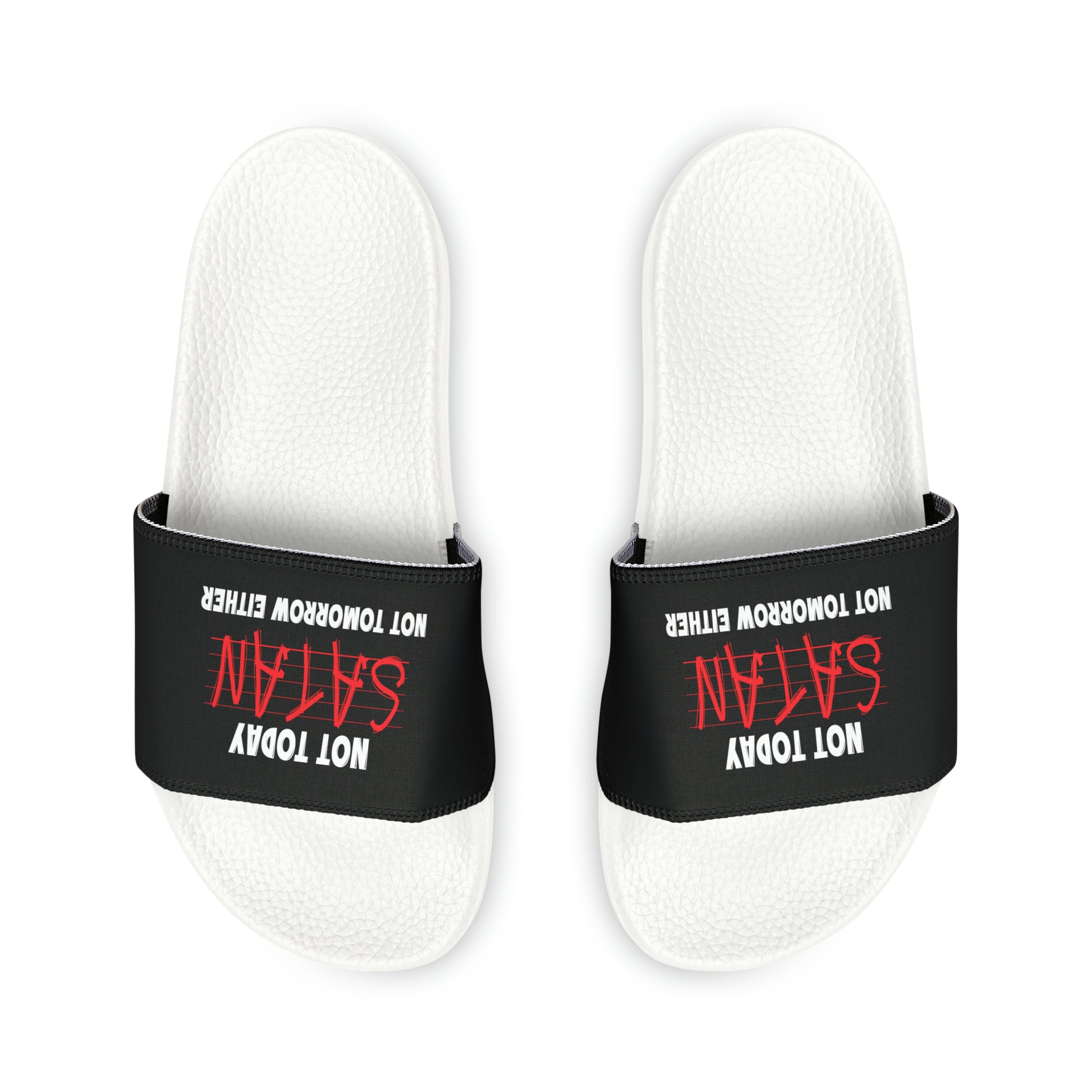 Not Today Satan Not Tomorrow Either Women's PU Christian Slide Sandals Printify