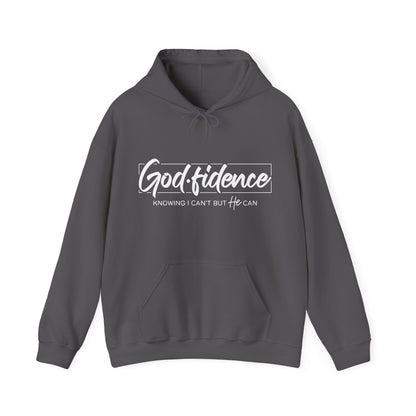Christian Hooded Sweatshirt -Confidence In Him Knowing I Can't But He Can