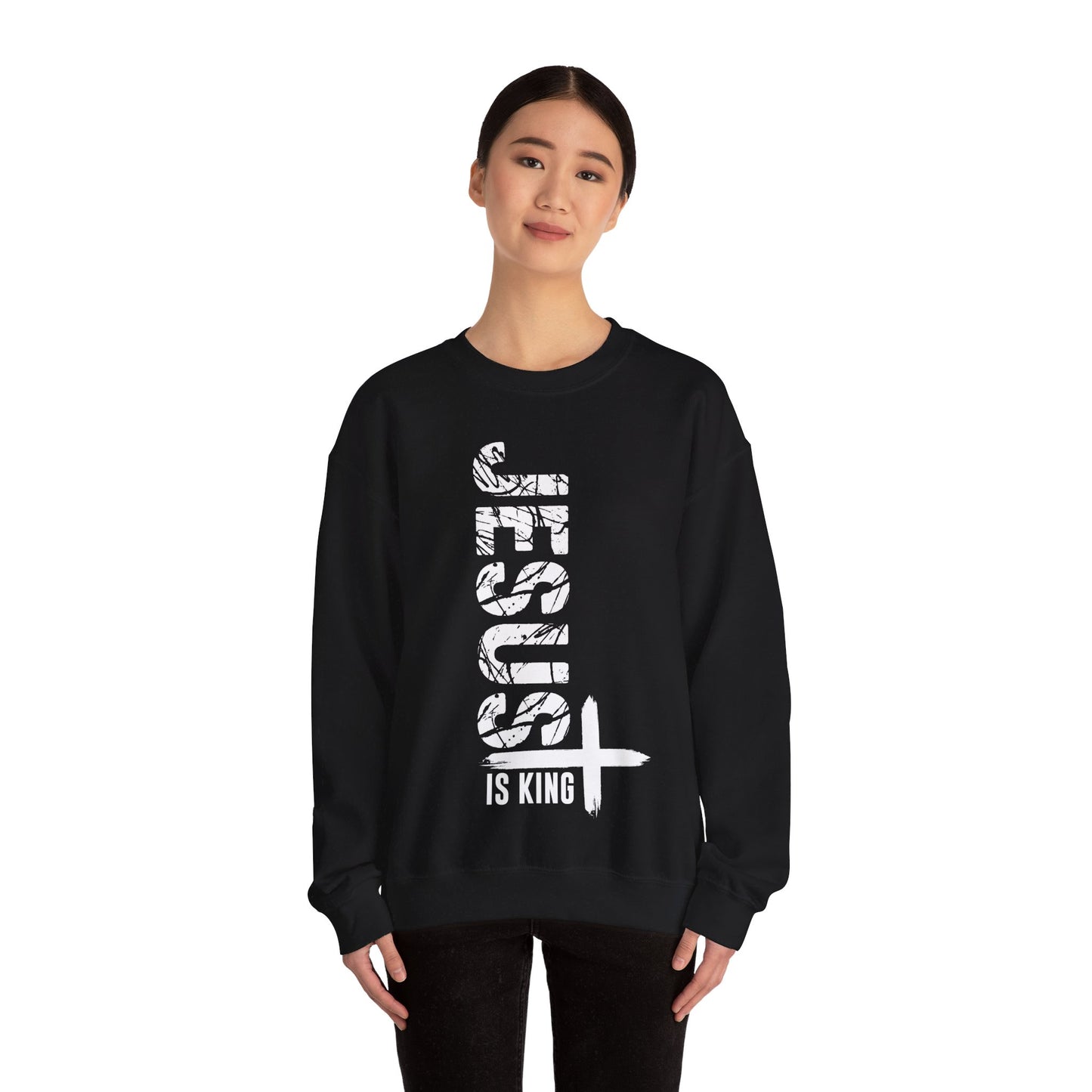 Jesus Is King Unisex Heavy Blend™ Crewneck Christian Sweatshirt