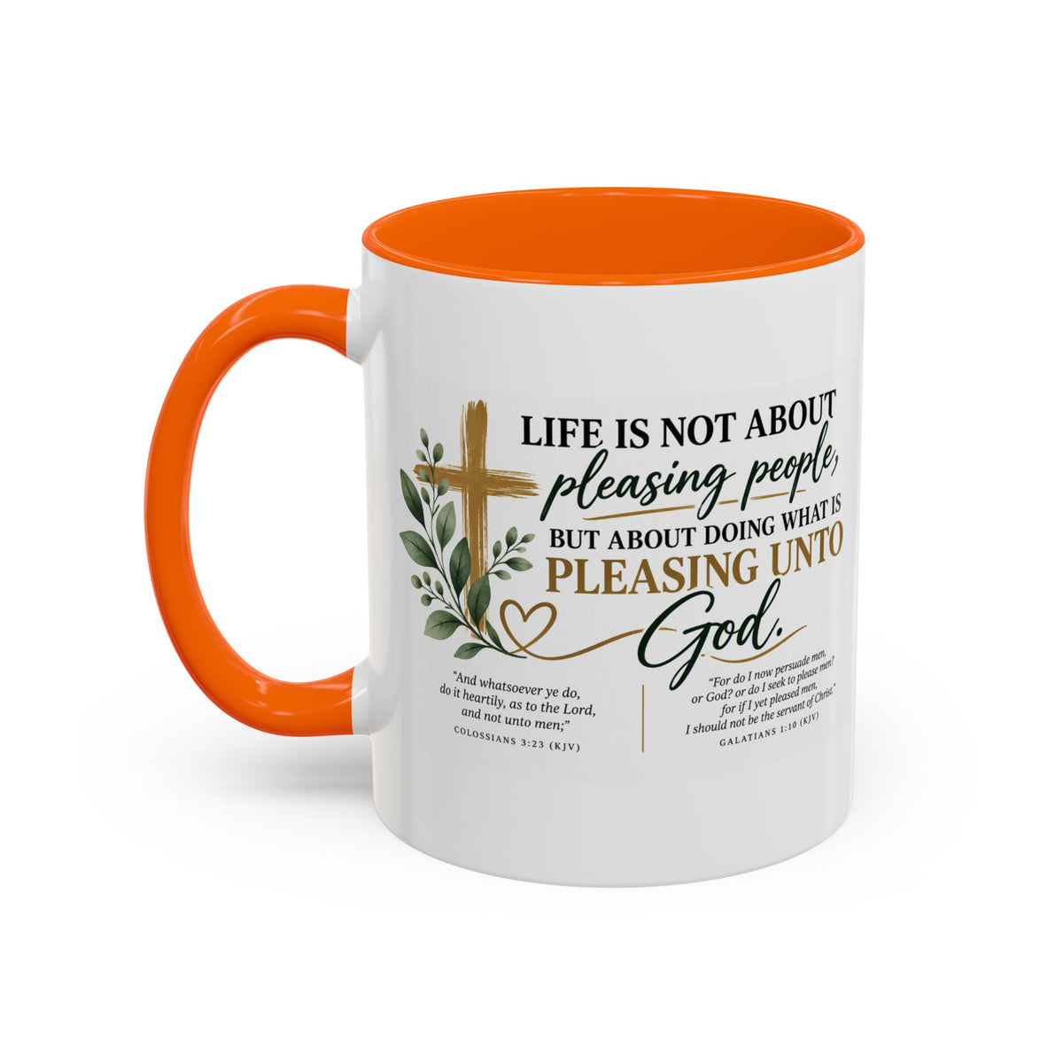 Christian Coffee Mug – "Pleasing Unto God" Inspirational Accent Mug (11/15oz)