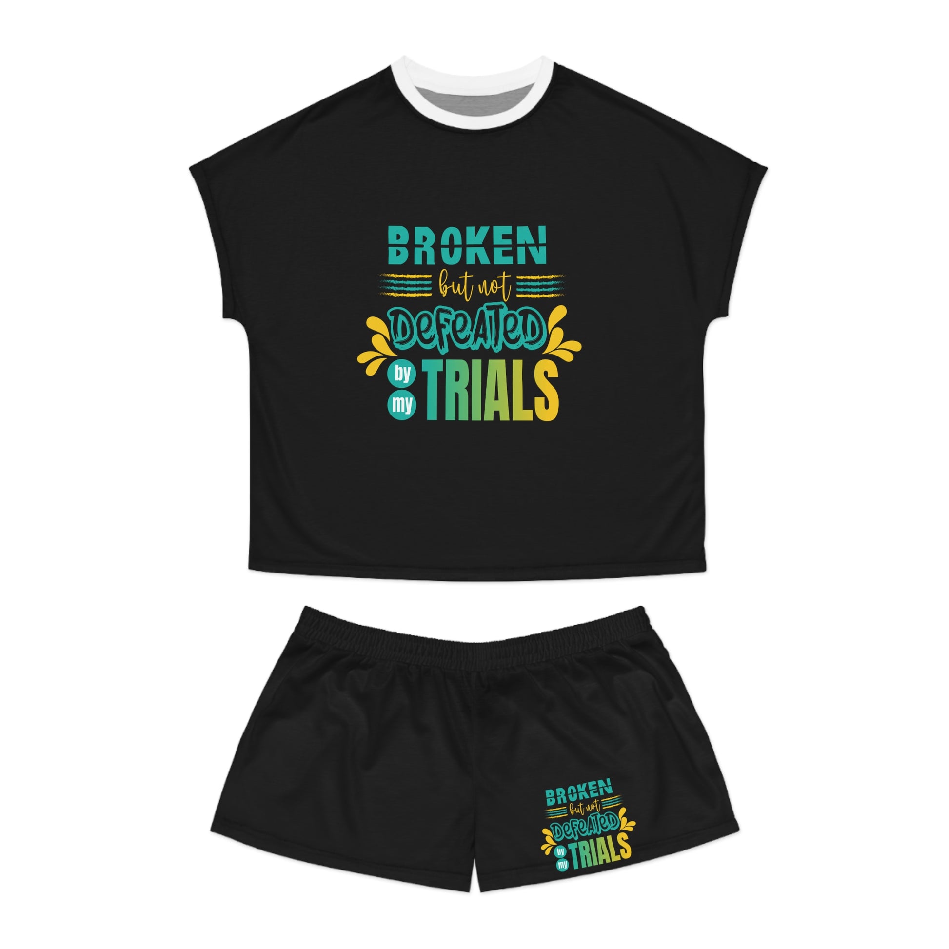 Broken But Not Defeated By My Trials Women's Christian Short Pajama Set Printify