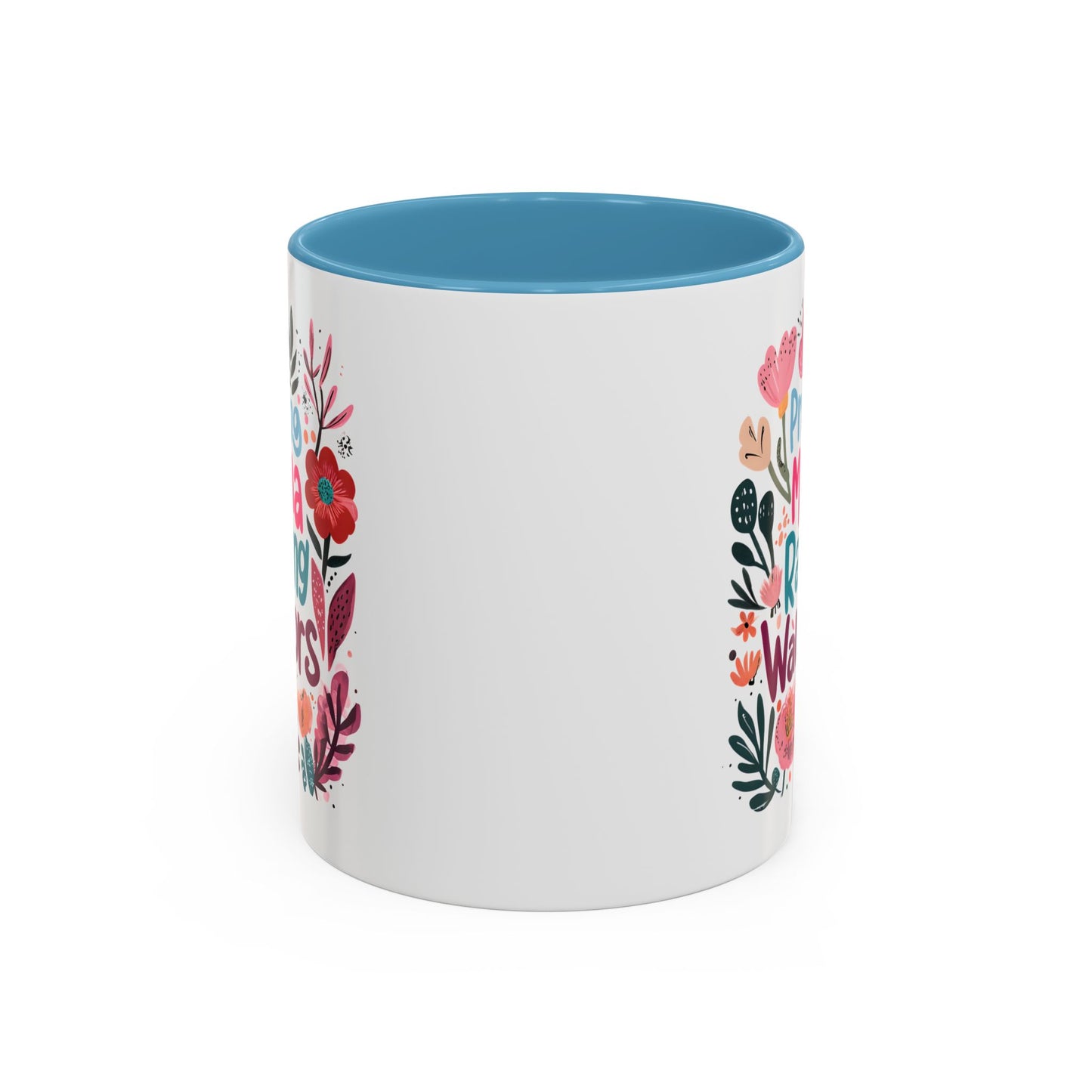 Floral Inspirational Coffee Accent Mug - Praying Mama Raising Warriors, Gift for Moms, Mother's Day Mug, Motivational Cup, Unique Kitchenware