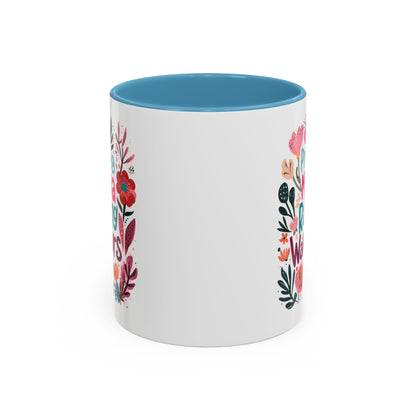 Floral Inspirational Coffee Accent Mug - Praying Mama Raising Warriors, Gift for Moms, Mother's Day Mug, Motivational Cup, Unique Kitchenware