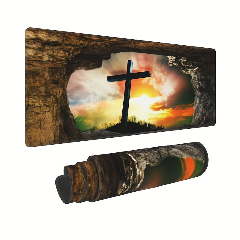 At The Cross Christian Computer Keyboard Mouse Pad,31.5×11.8 In claimedbygoddesigns