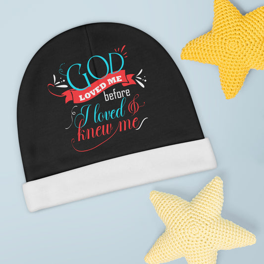 God Loved Me Before I Loved & Knew Me Christian Baby Beanie (AOP) Printify