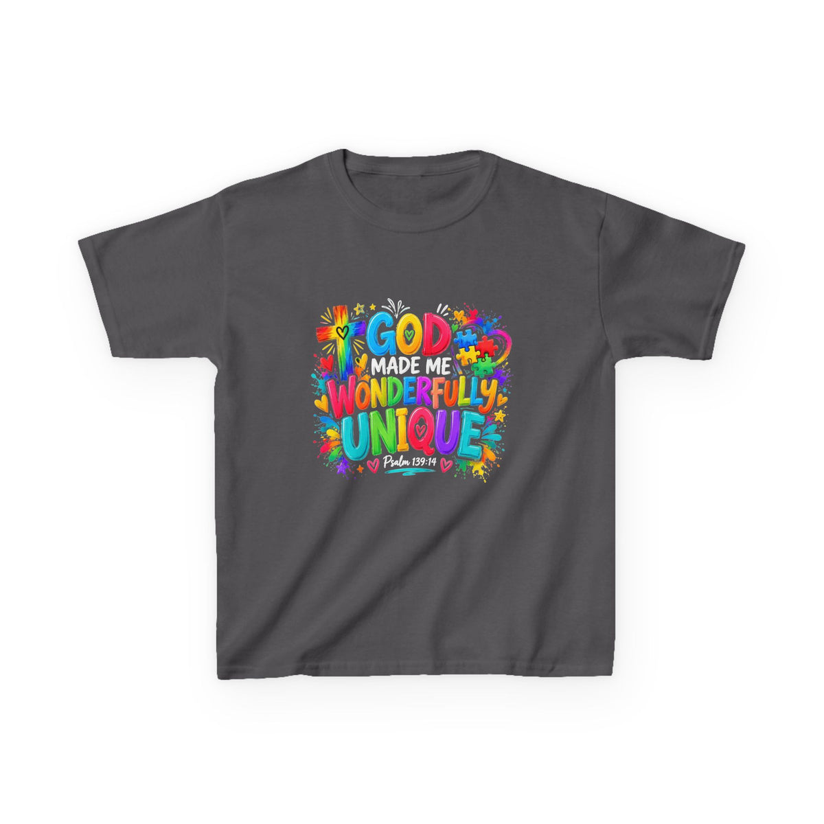 God Made Me Wonderfully Unique autism awareness youth t-shirt