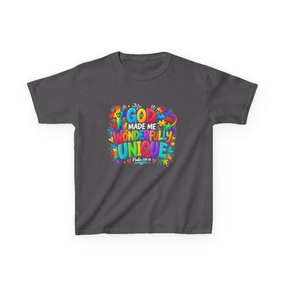 God Made Me Wonderfully Unique autism awareness youth t-shirt