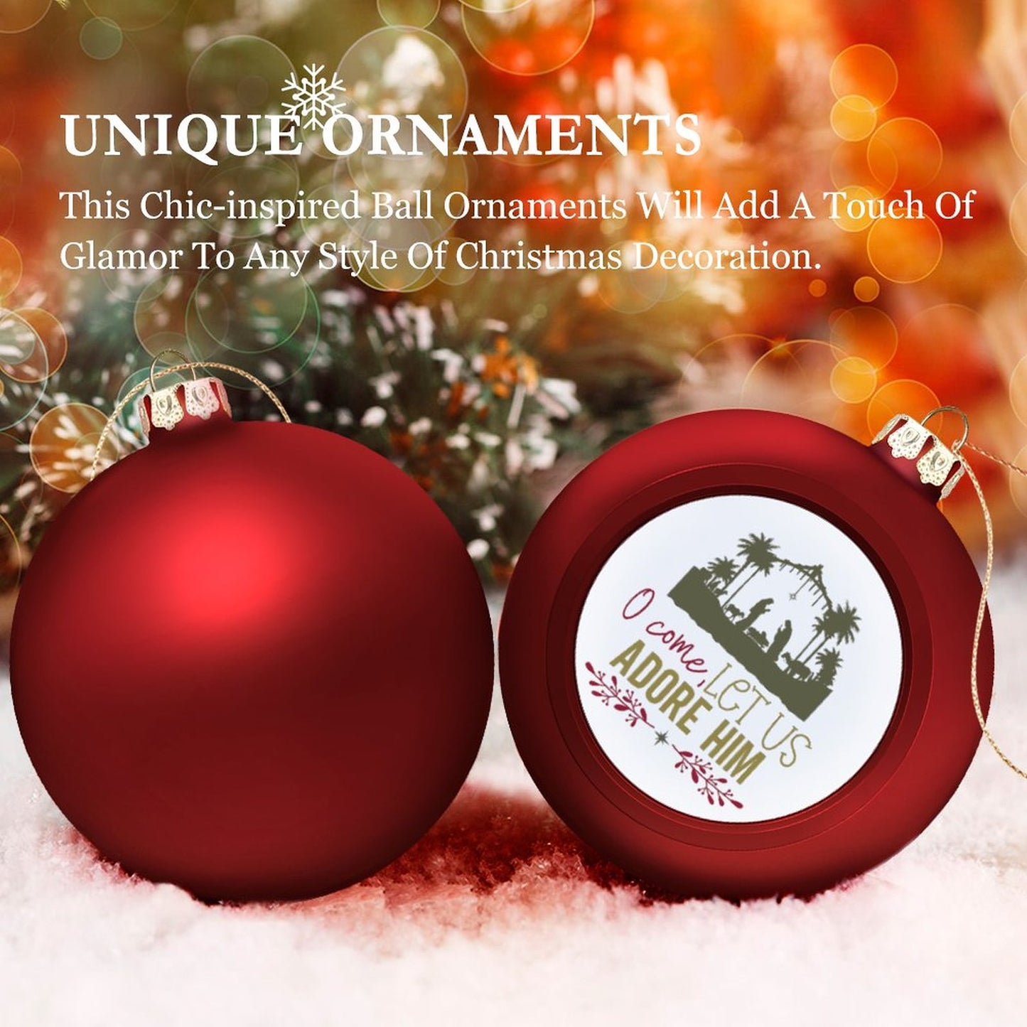 O Come Let Us Adore Him  Christian Christmas Tree Hanging Ball