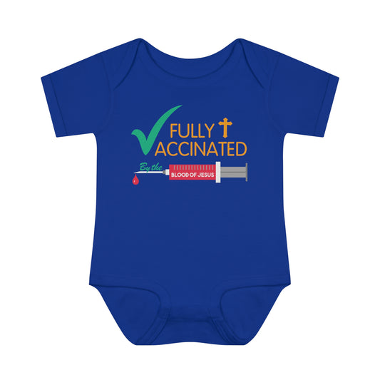 Fully Vaccinated By The Blood Of Jesus Christian Baby Onesie Printify