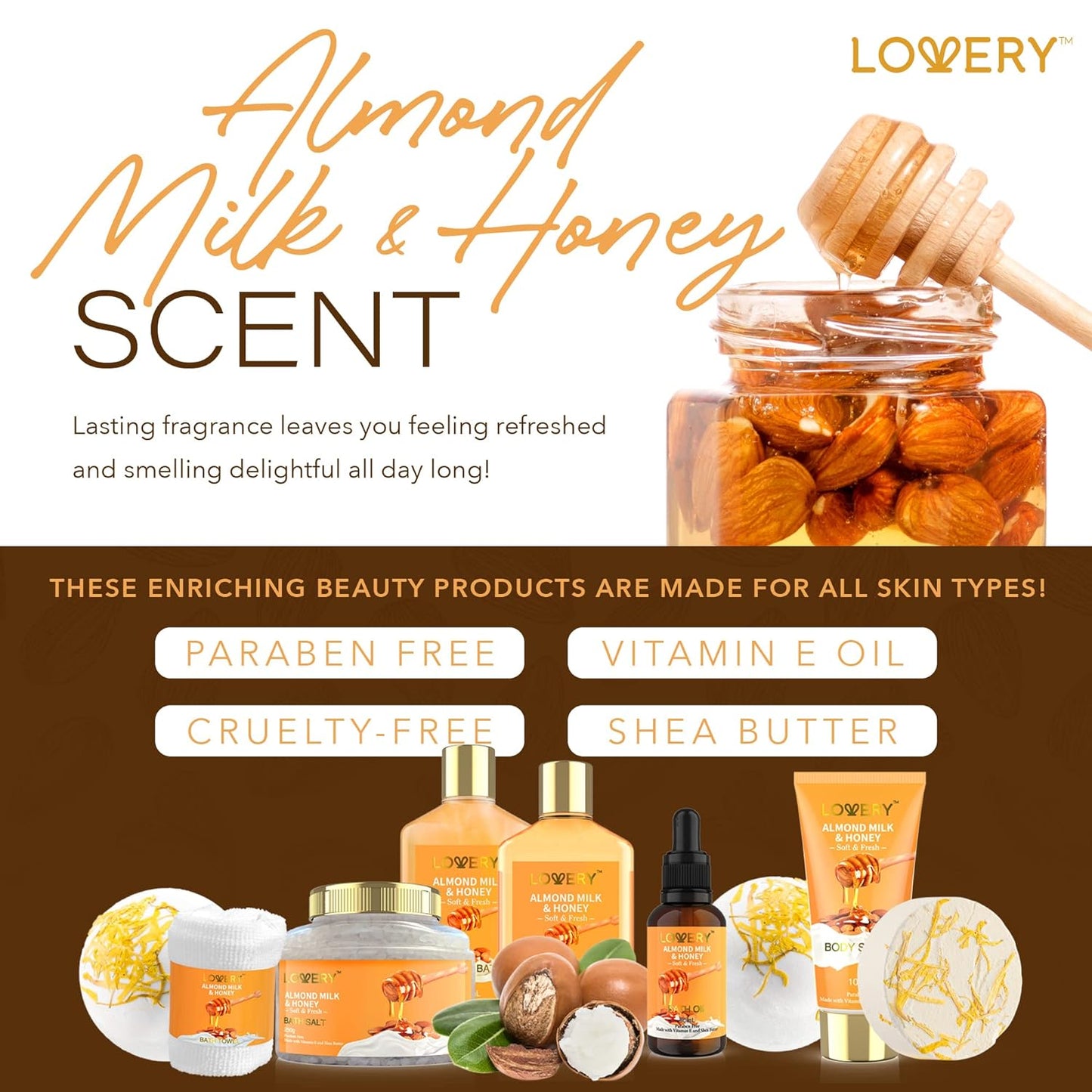 10Pc Almond Milk & Honey Spa Gift Basket Christian Mother's Day Gift claimedbygoddesigns