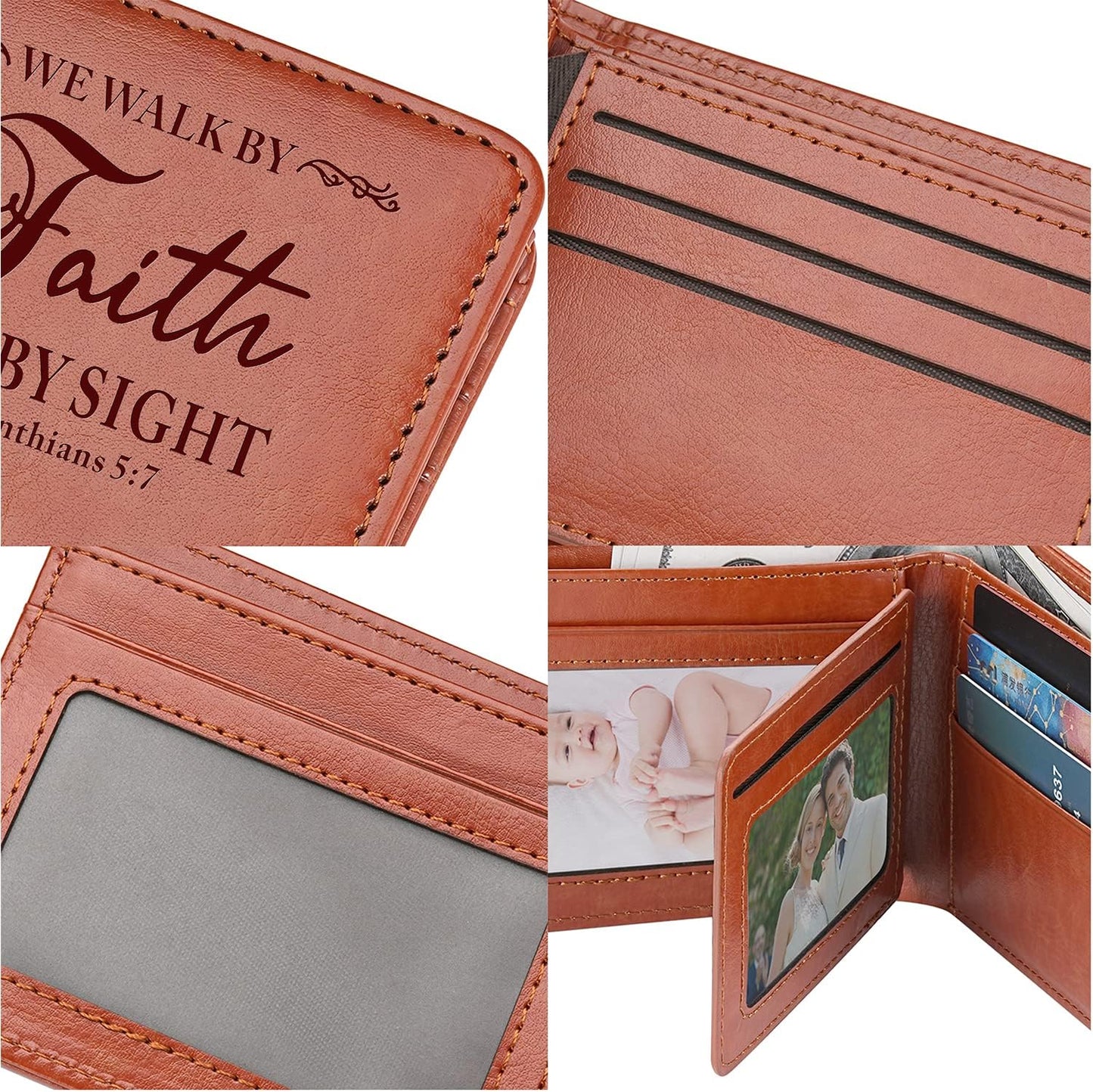 2 Corinthians 5:7 We Walk By Faith Leather Christian Wallet claimedbygoddesigns