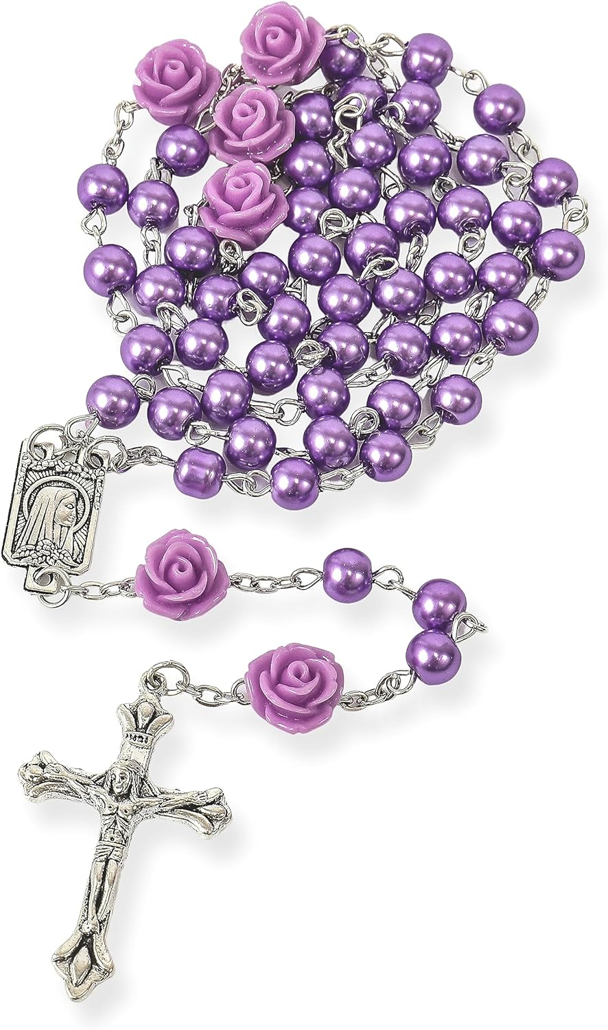 Purple Pearl Beads Rosary Necklace claimedbygoddesigns