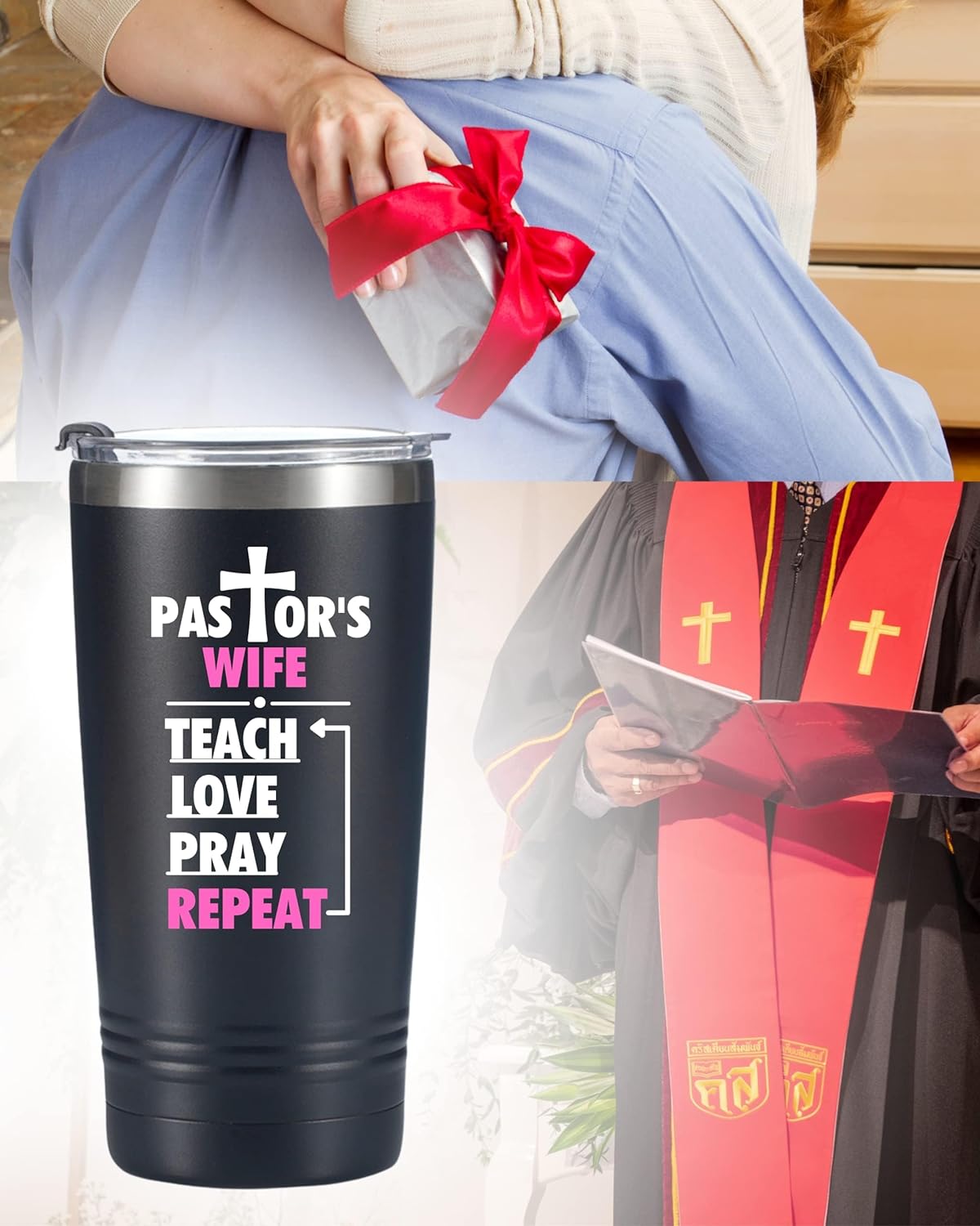 Pastor's Wife Teach Pray Love Repeat 20oz Stainless Steel Tumbler claimedbygoddesigns