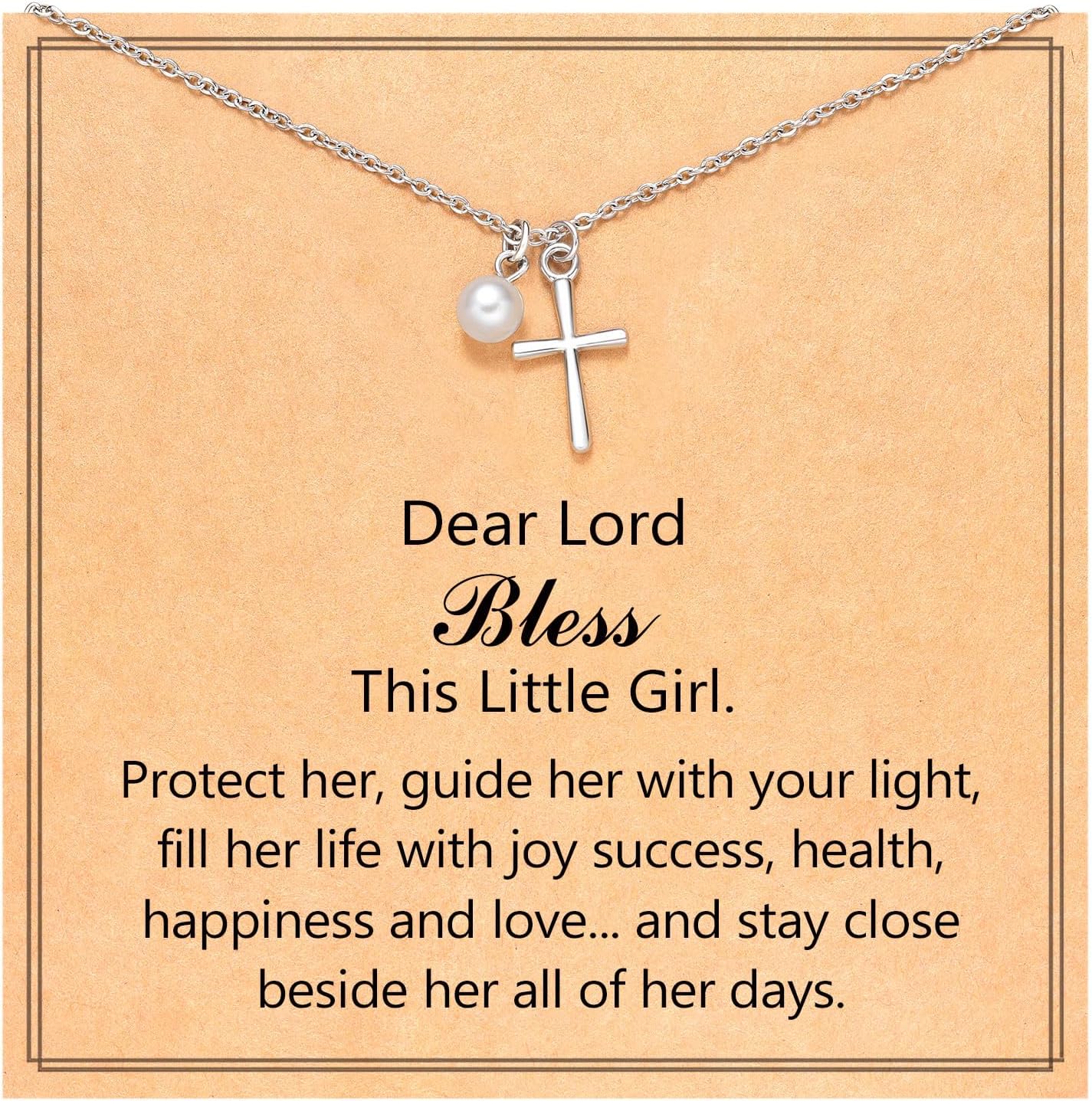 Girls Pearl Cross Necklace Perfect for Religious Occasions, Baptisms, Holy Communions claimedbygoddesigns