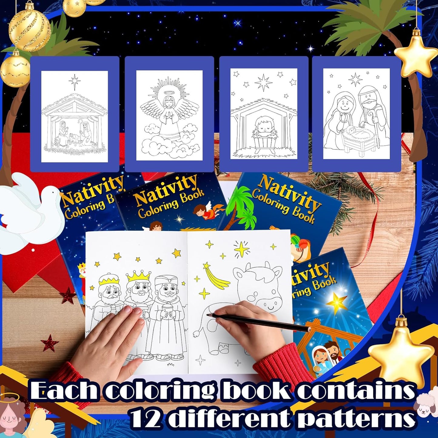 120 Pieces Christmas Nativity Coloring Books for Kids Christian Activity claimedbygoddesigns