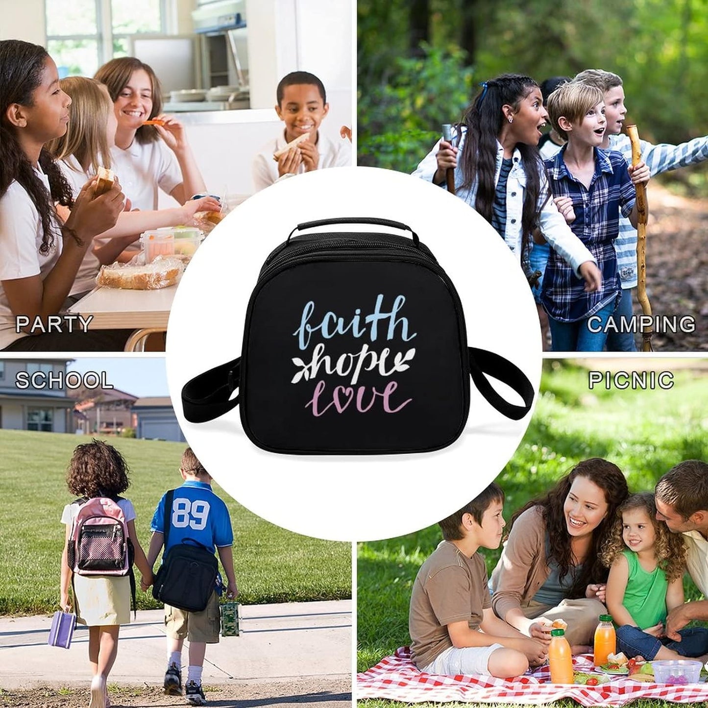 Faith Hope Love Christian Lunch Bag claimedbygoddesigns