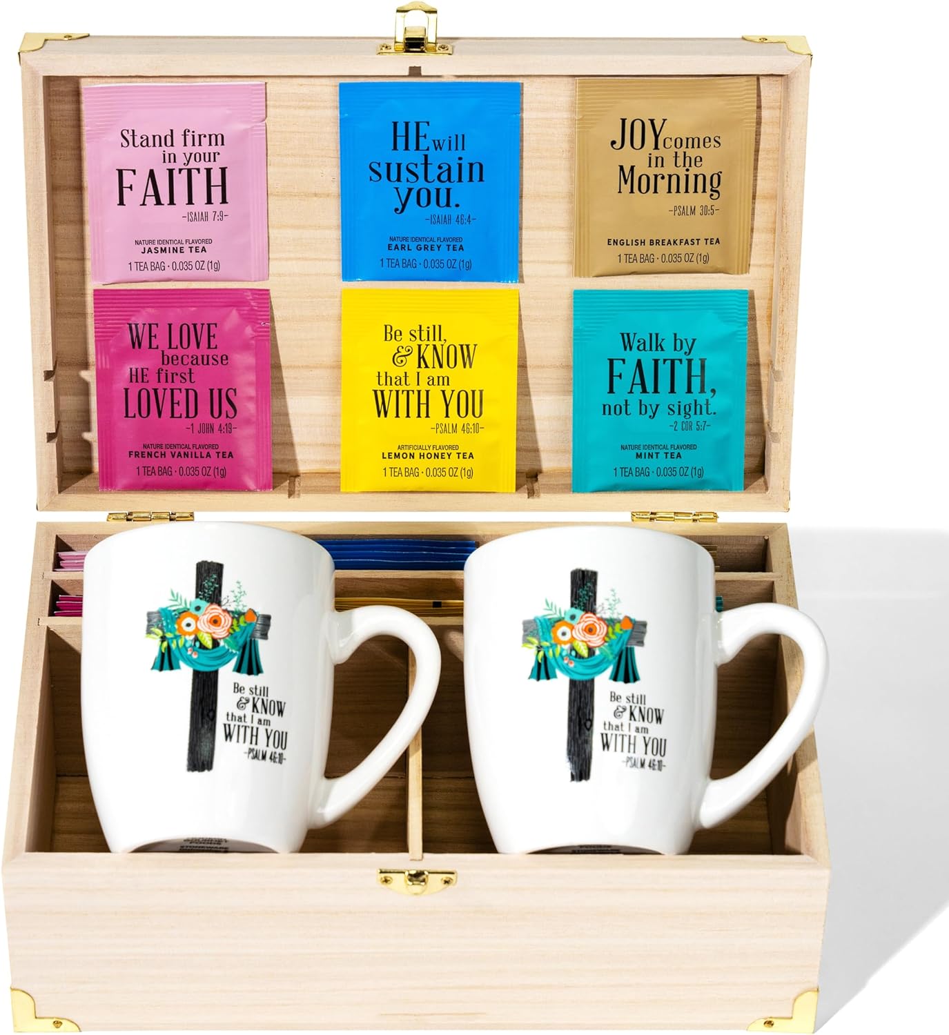 Christian Prayer Tea Gift Set with & without Bible Verse Mugs claimedbygoddesigns