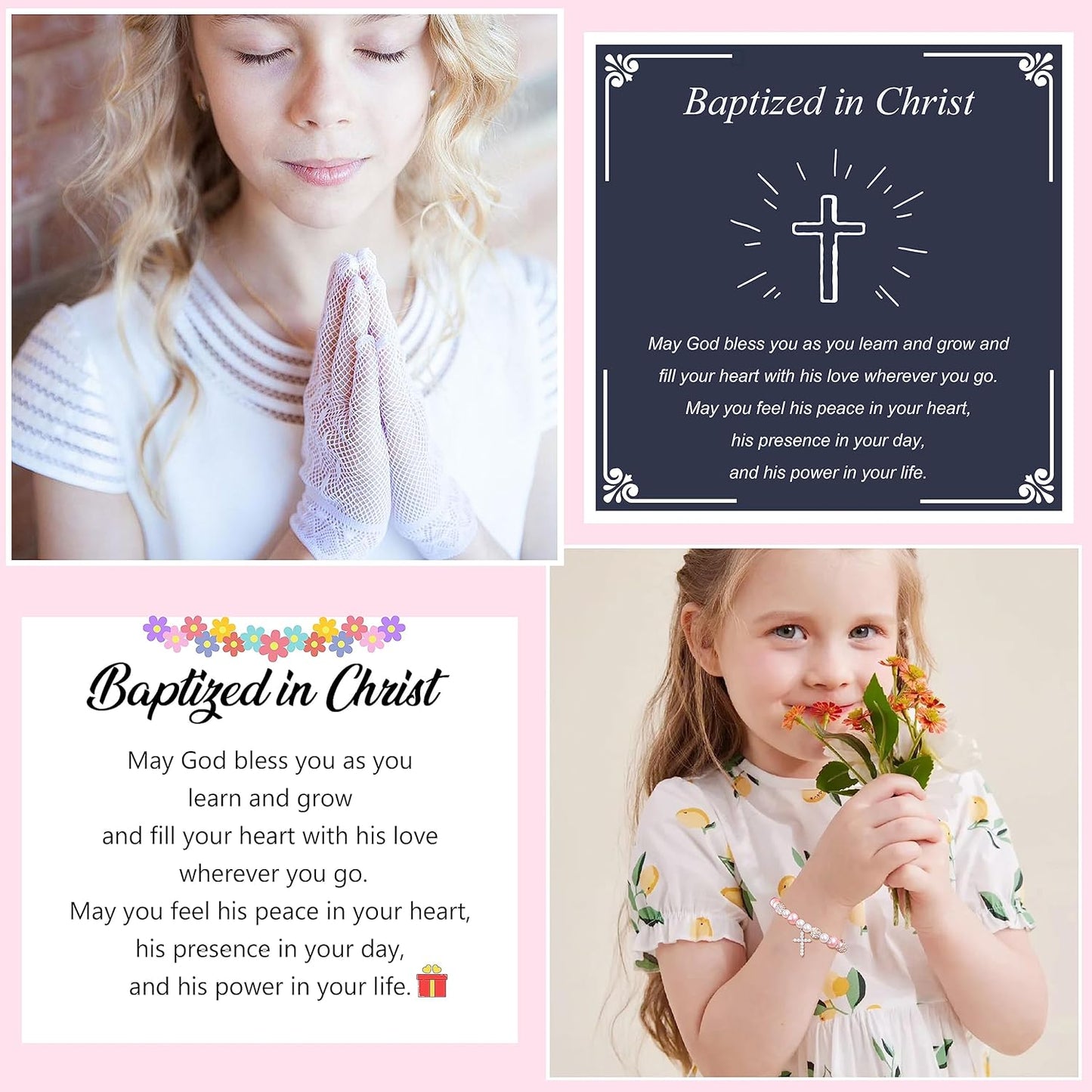 Christian Cross Bracelet Perfect Baptism, Holy Communion, Confirmation Gift for Young Girls claimedbygoddesigns