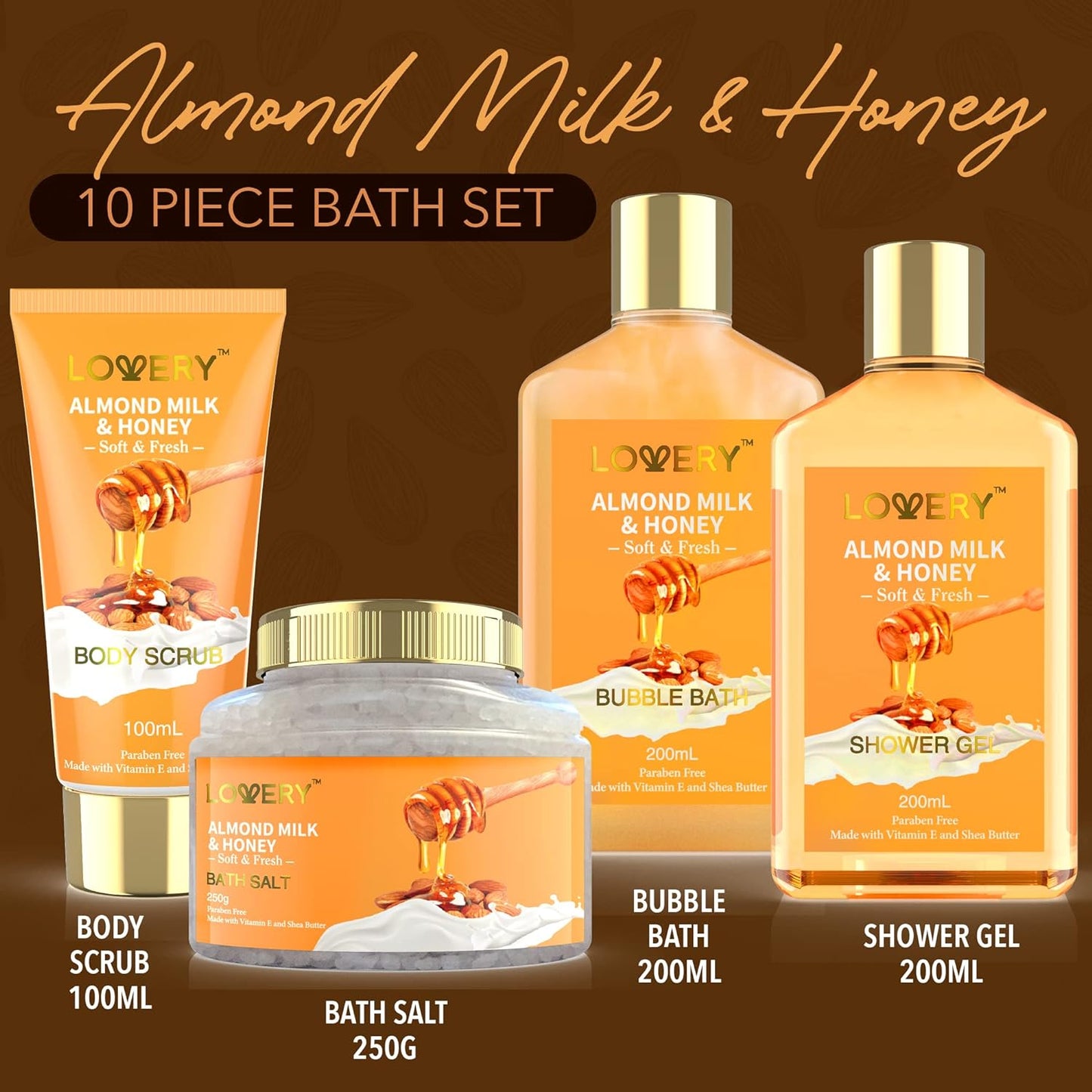 10Pc Almond Milk & Honey Spa Gift Basket Christian Mother's Day Gift claimedbygoddesigns