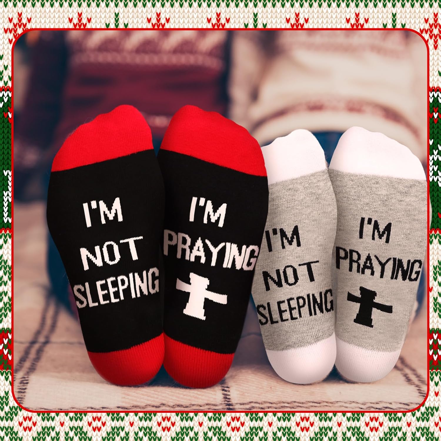 5 Pairs of I'm Not Sleeping I'm Praying Socks Christian Gift Idea claimedbygoddesigns