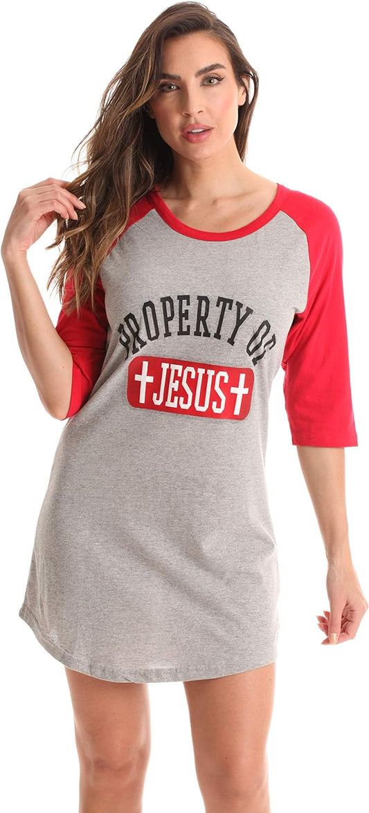 Property Of Jesus Women's Christian Pajama Dress claimedbygoddesigns