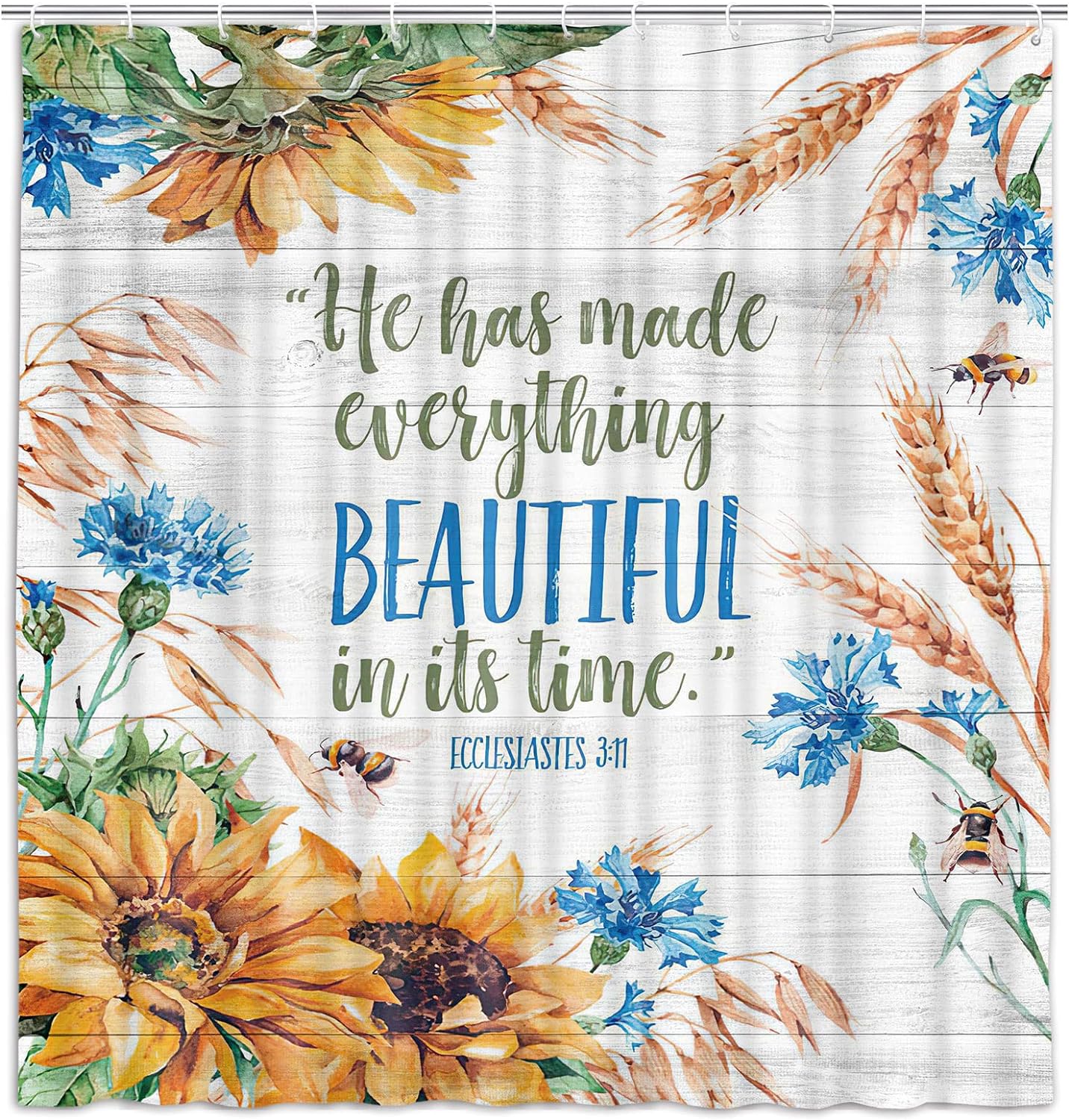 He Has Made Everything Beautiful In Its Time Christian Shower Curtain with Hooks claimedbygoddesigns