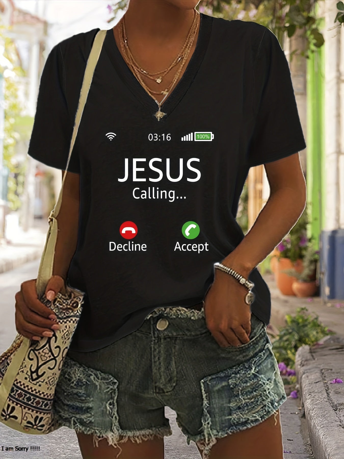 Jesus Is Calling Women's Christian V Neck T-Shirt claimedbygoddesigns