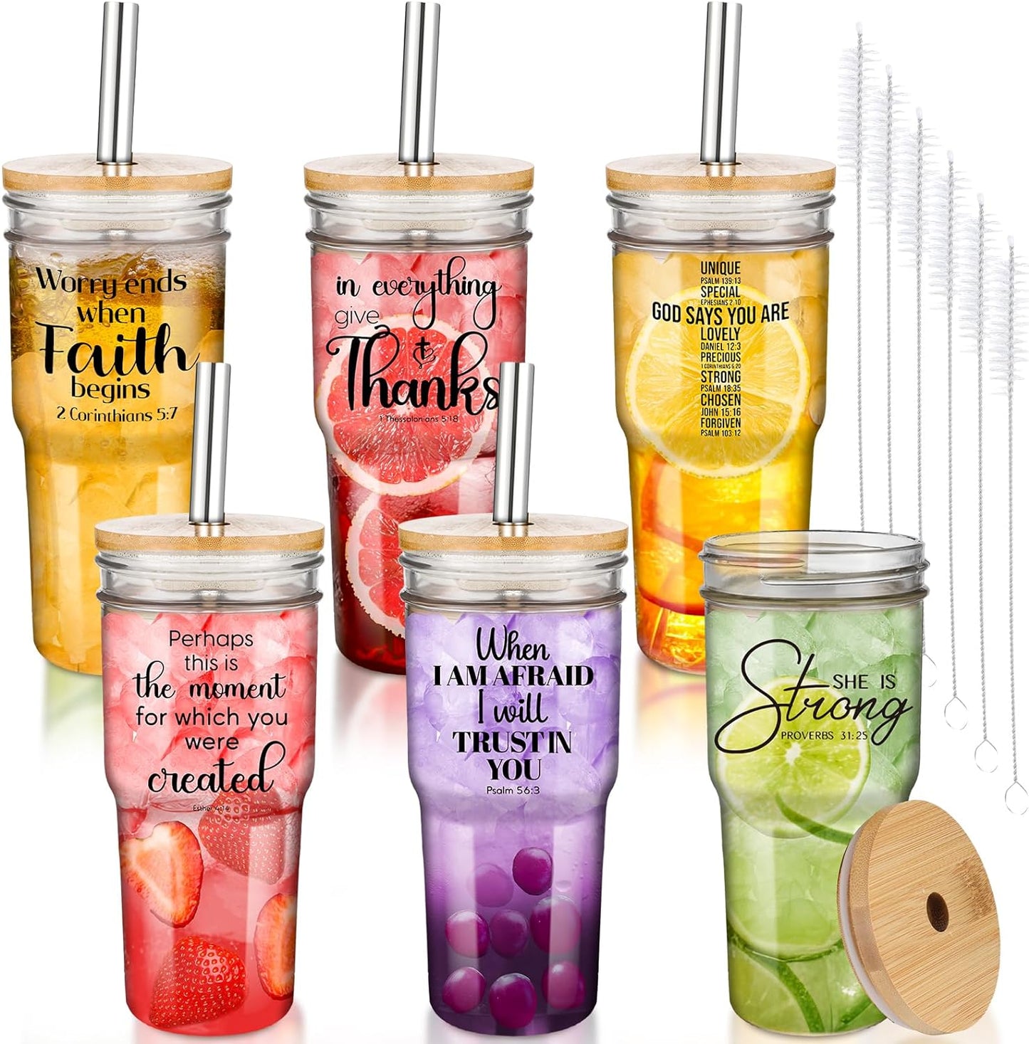 6pc Christian Tumbler Gift Set 24oz claimedbygoddesigns