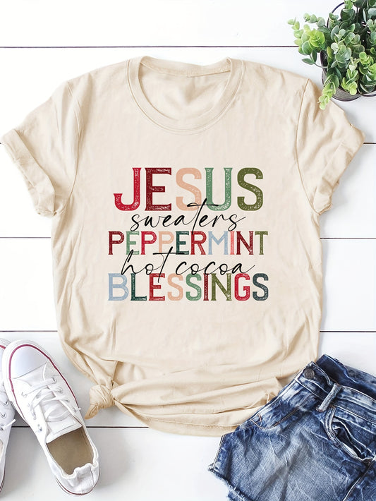 Jesus Sweaters Peppermint Hot Cocoa Blessings Women's Christian T-Shirt claimedbygoddesigns