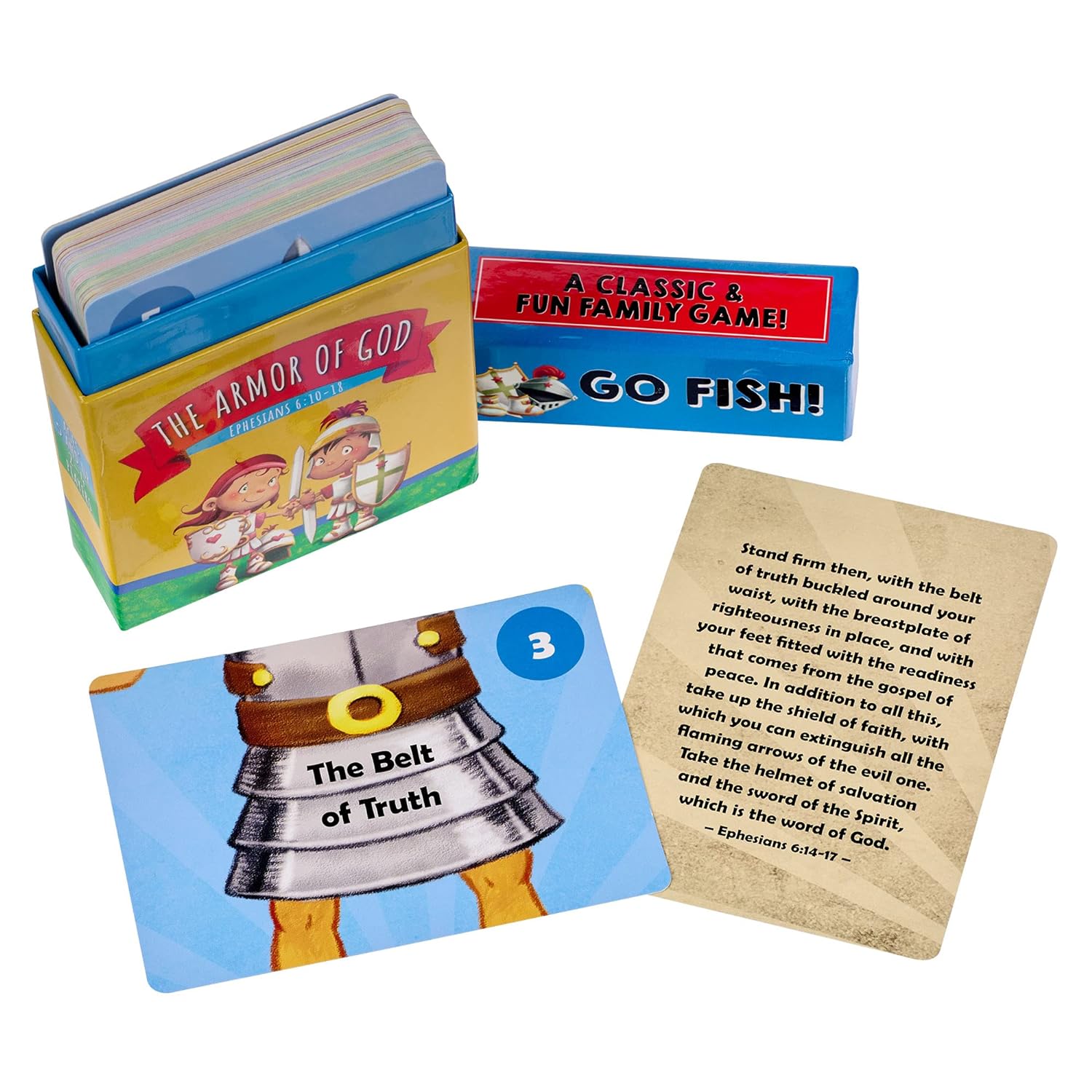 Go Fish! The Armor of God Card Game, 48 Double-Sided Cards, Ages 5-8 Christian Game claimedbygoddesigns