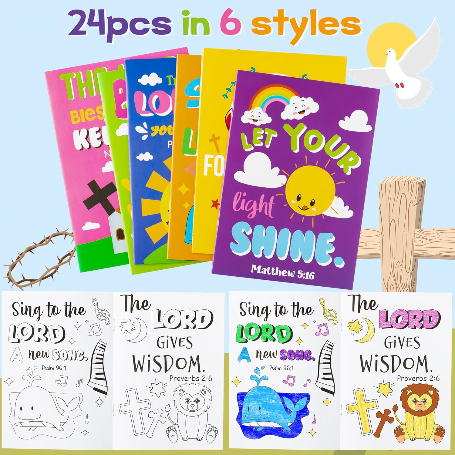 24Pcs Bible Coloring Books  with Inspirational Words Christian Activities claimedbygoddesigns