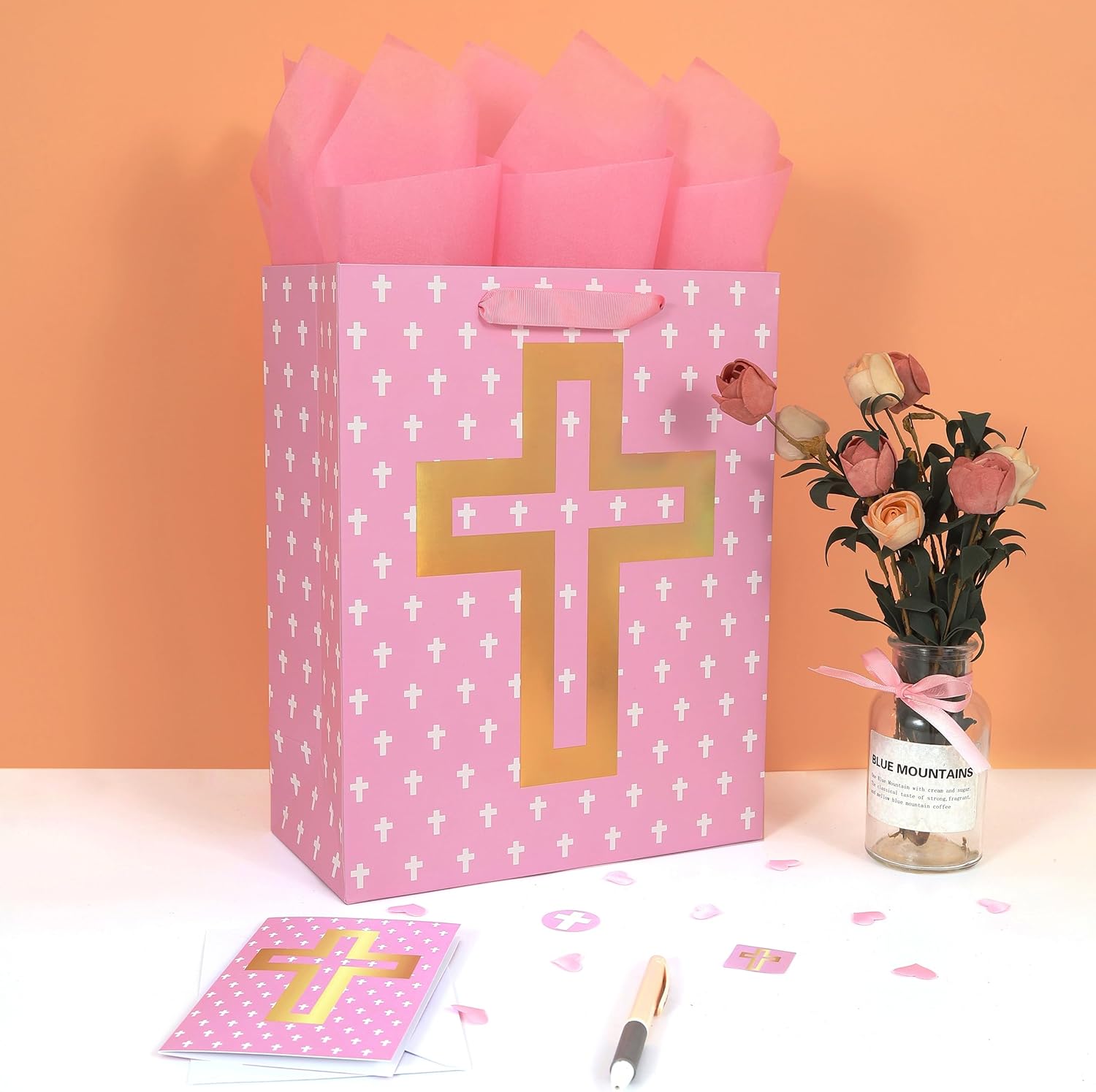 Cross Gift Bag Set for Special Occasions, Baptisms, Holy Communion, Confirmation claimedbygoddesigns