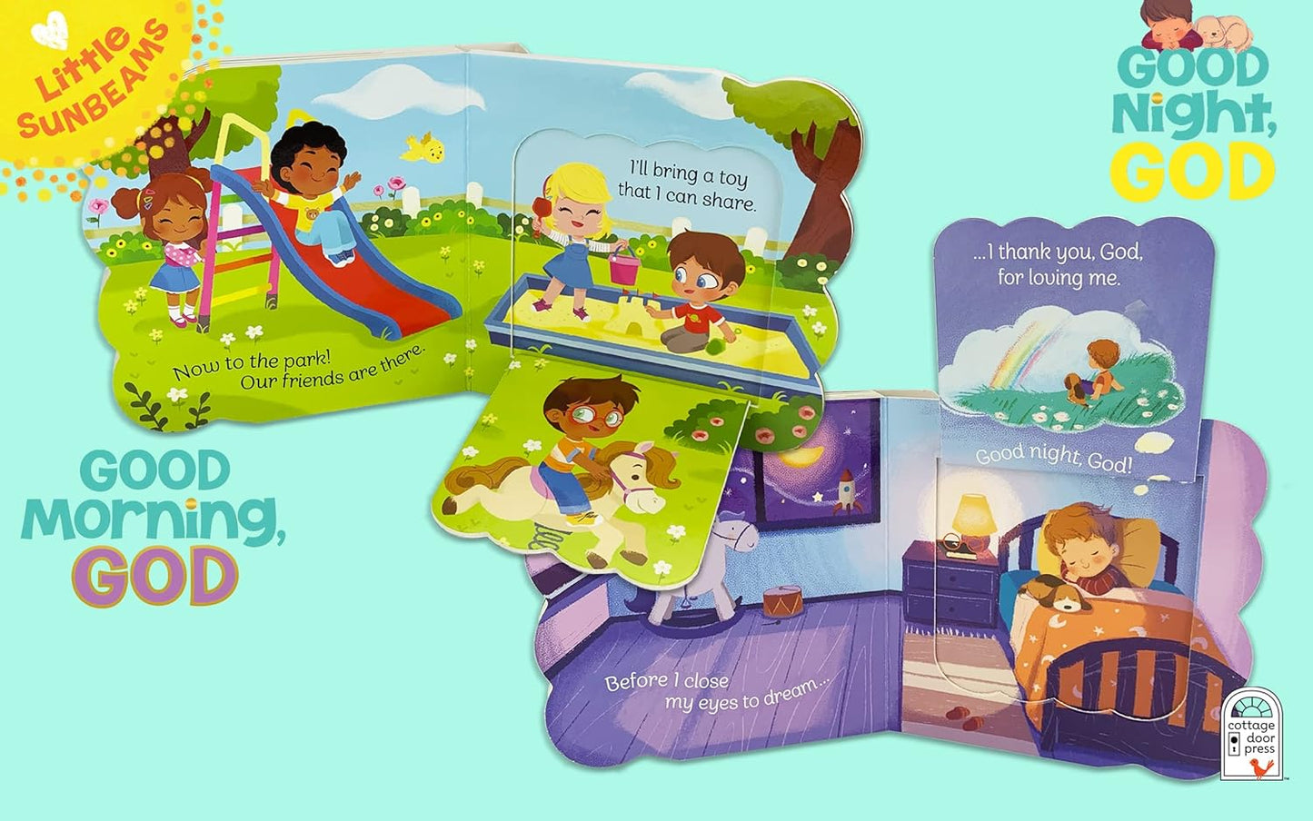 Little Sunbeams Religious Lift-A-Flap 4-Book Set for Babies and Toddlers, Ages 1-5 claimedbygoddesigns