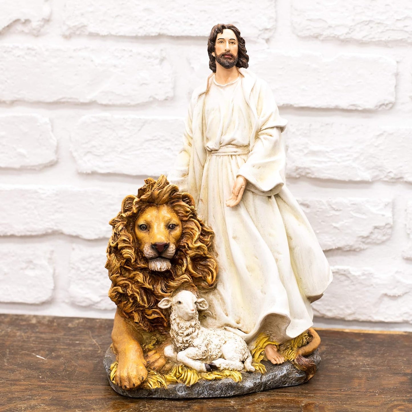 Jesus with The Lion and The Lamb Religious Figurine,12 H claimedbygoddesigns