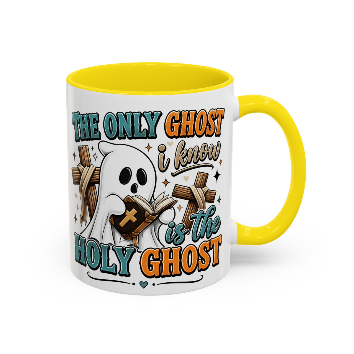 Accent Mug — "The Only Ghost I Know Is the Holy Ghost" Christian Halloween Coffee Cup