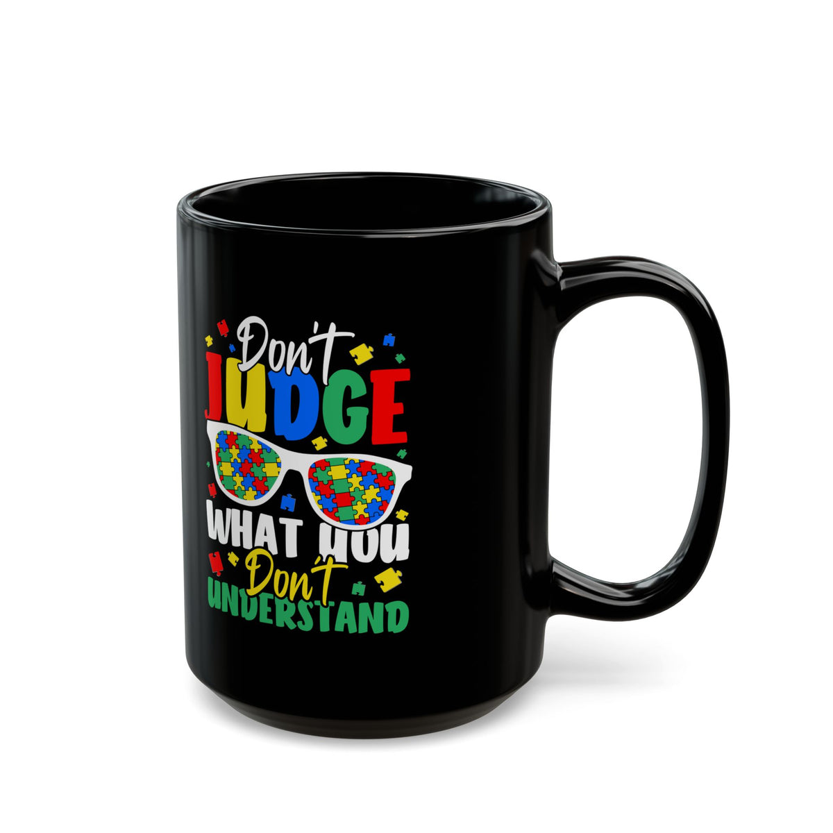 Colorful Autism Awareness Black Mug - 11oz & 15oz