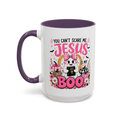 You Can’t Scare Me Jesus Is My Boo Coffee Mug — Halloween Christian Accent Mug