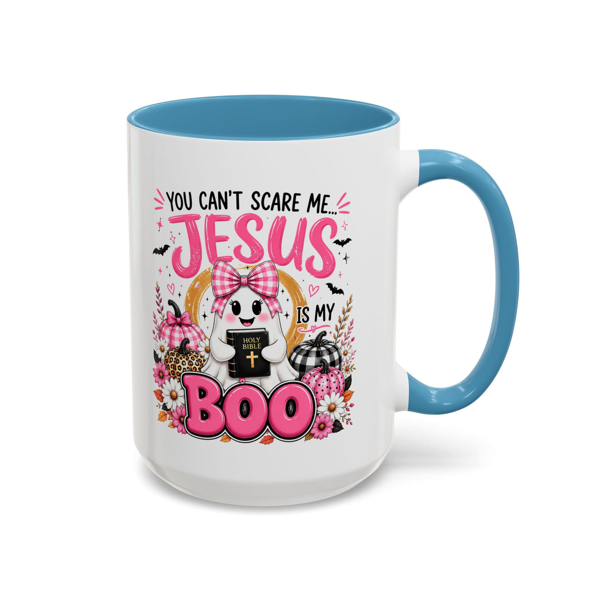 You Can’t Scare Me Jesus Is My Boo Coffee Mug — Halloween Christian Accent Mug