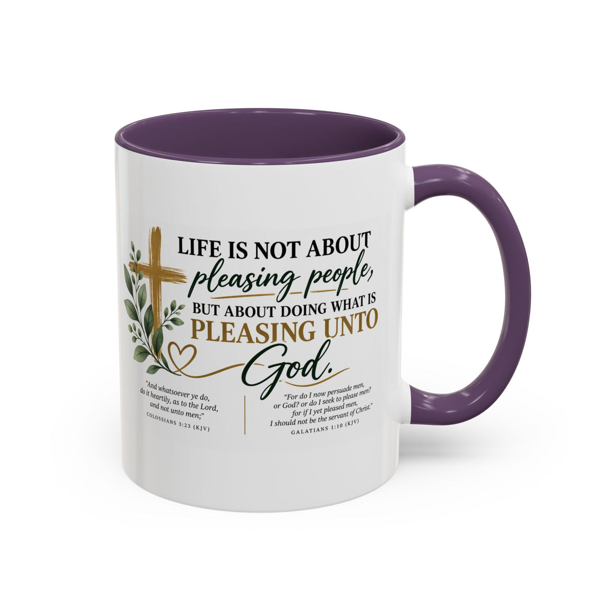 Christian Coffee Mug – "Pleasing Unto God" Inspirational Accent Mug (11/15oz)