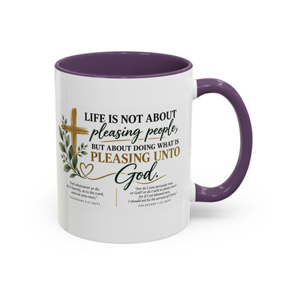 Christian Coffee Mug – "Pleasing Unto God" Inspirational Accent Mug (11/15oz)
