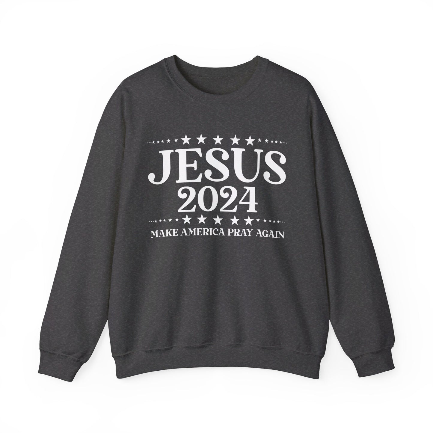 Jesus 2024 Make America Pray Again   Unisex Heavy Blend™ Crewneck Christian Sweatshirt